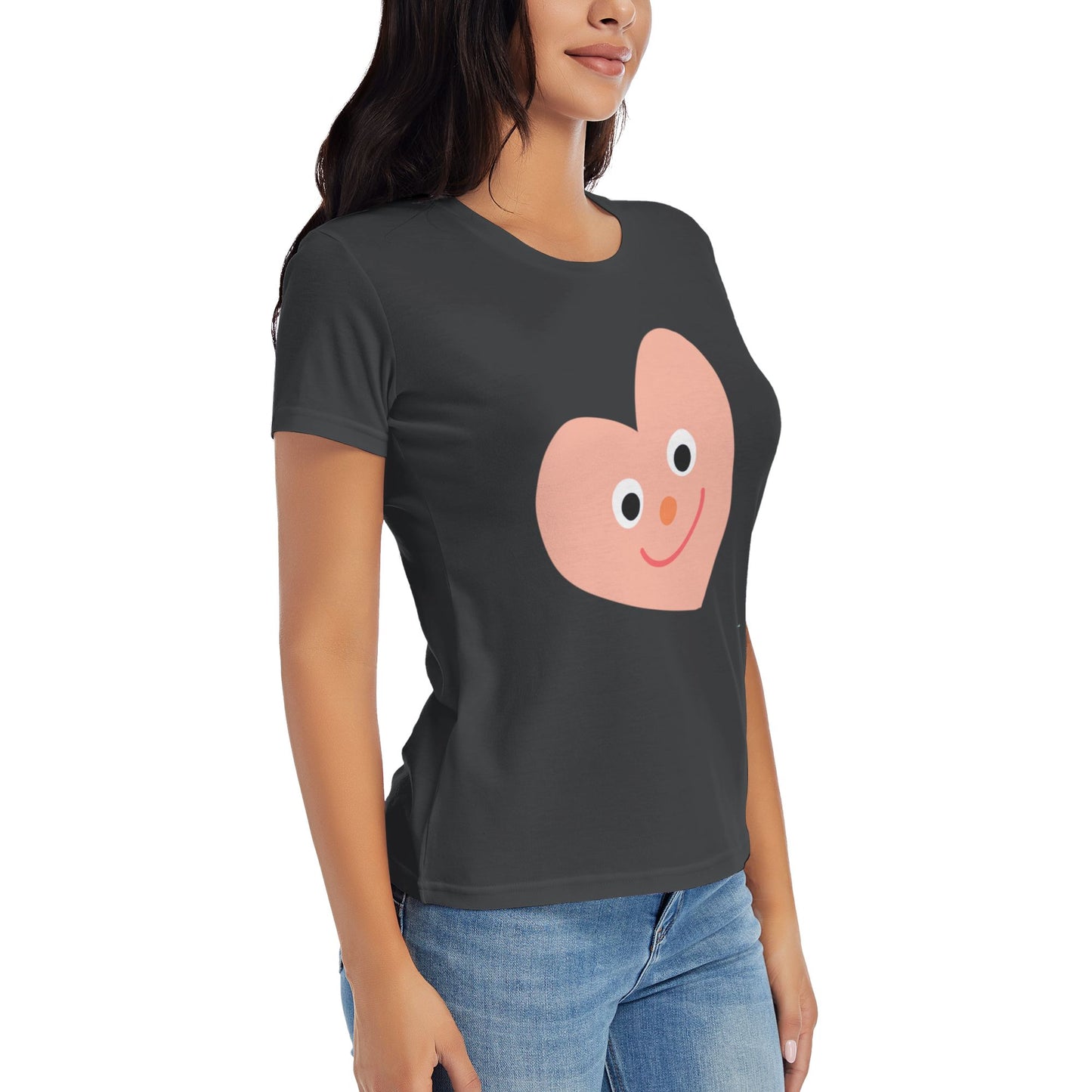 Pink Heart Women's Short Sleeve Cotton T-Shirt