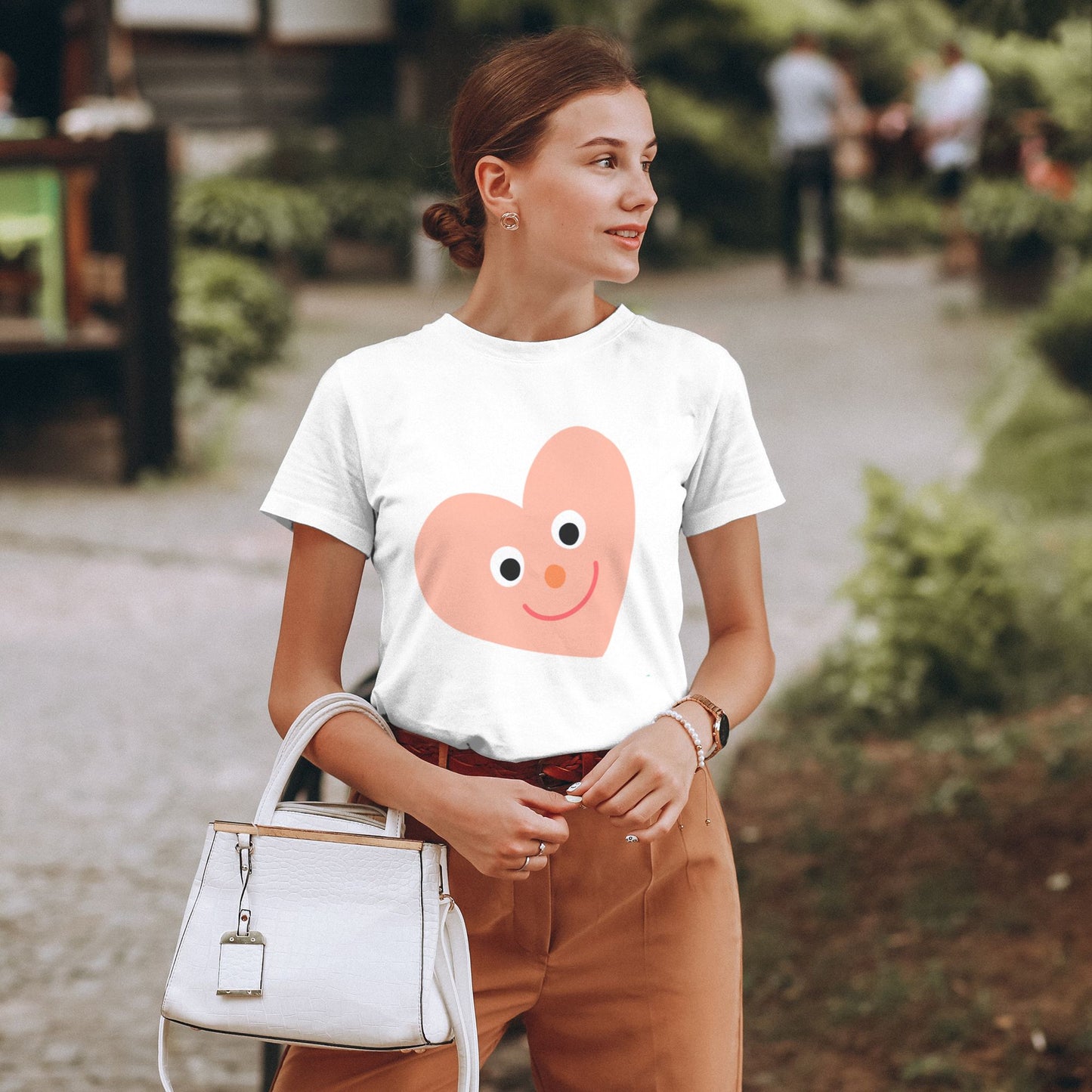 Pink Heart Women's Short Sleeve Cotton T-Shirt