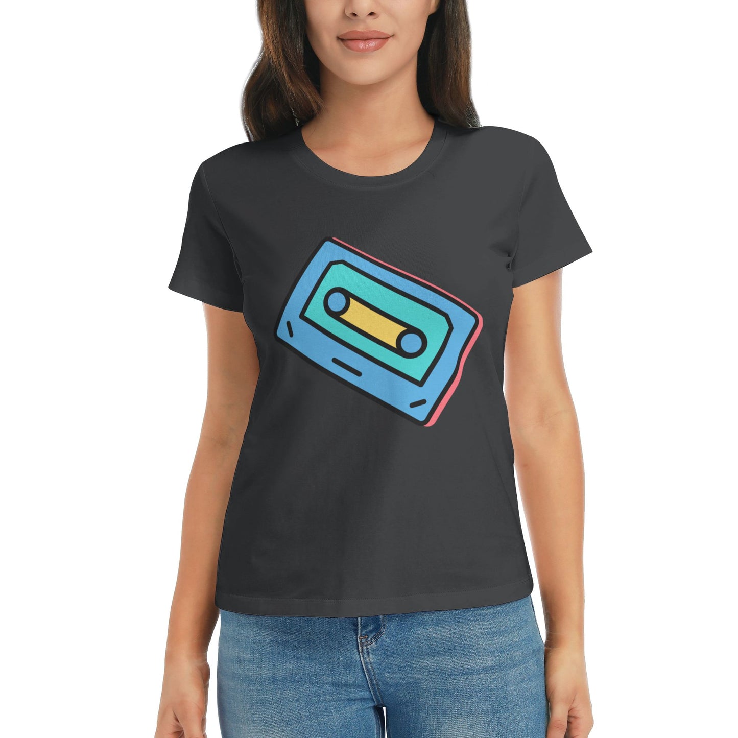 Magnetic Tape Women's Short Sleeve Cotton T-Shirt