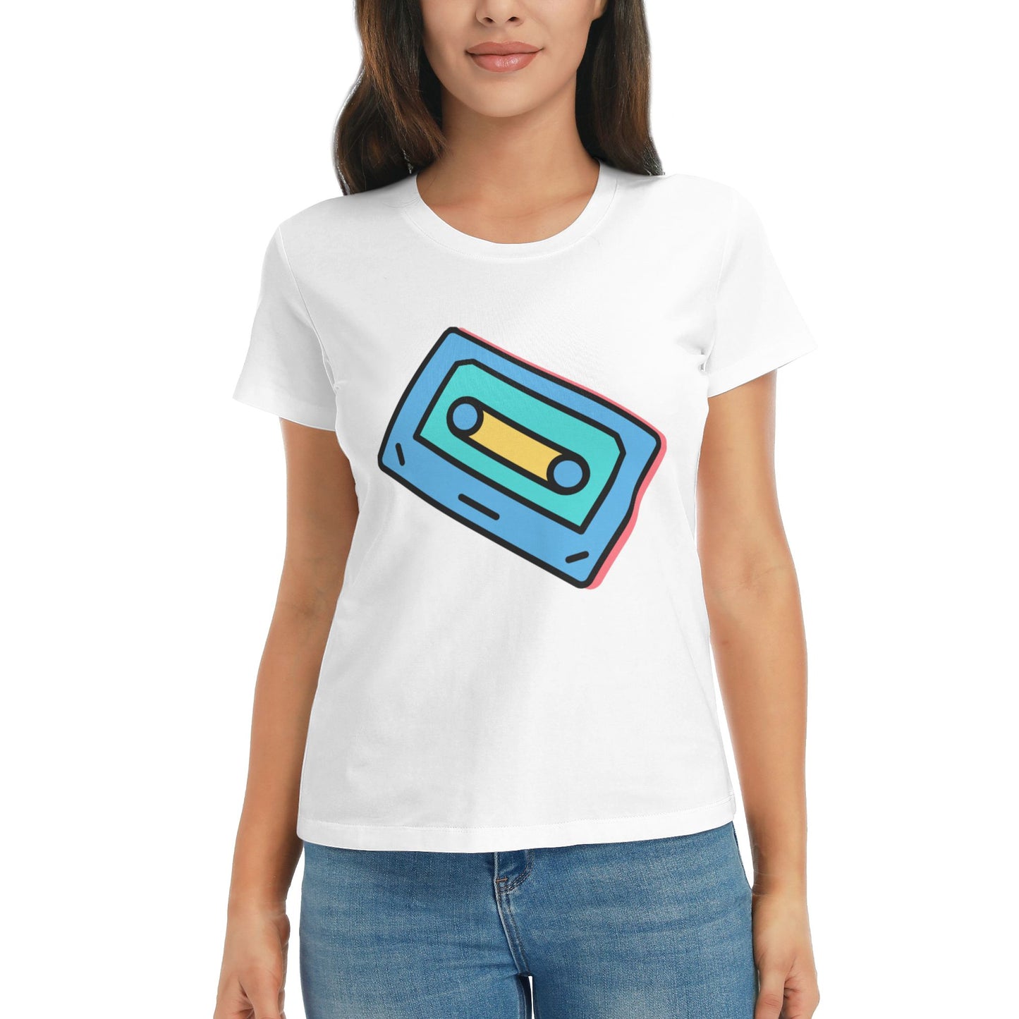 Magnetic Tape Women's Short Sleeve Cotton T-Shirt