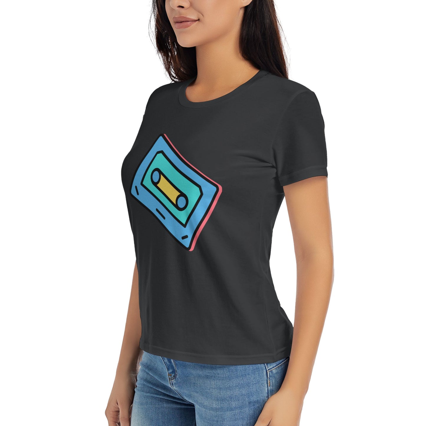 Magnetic Tape Women's Short Sleeve Cotton T-Shirt