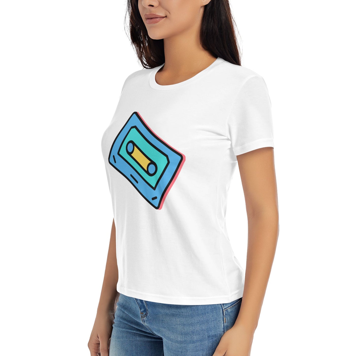 Magnetic Tape Women's Short Sleeve Cotton T-Shirt