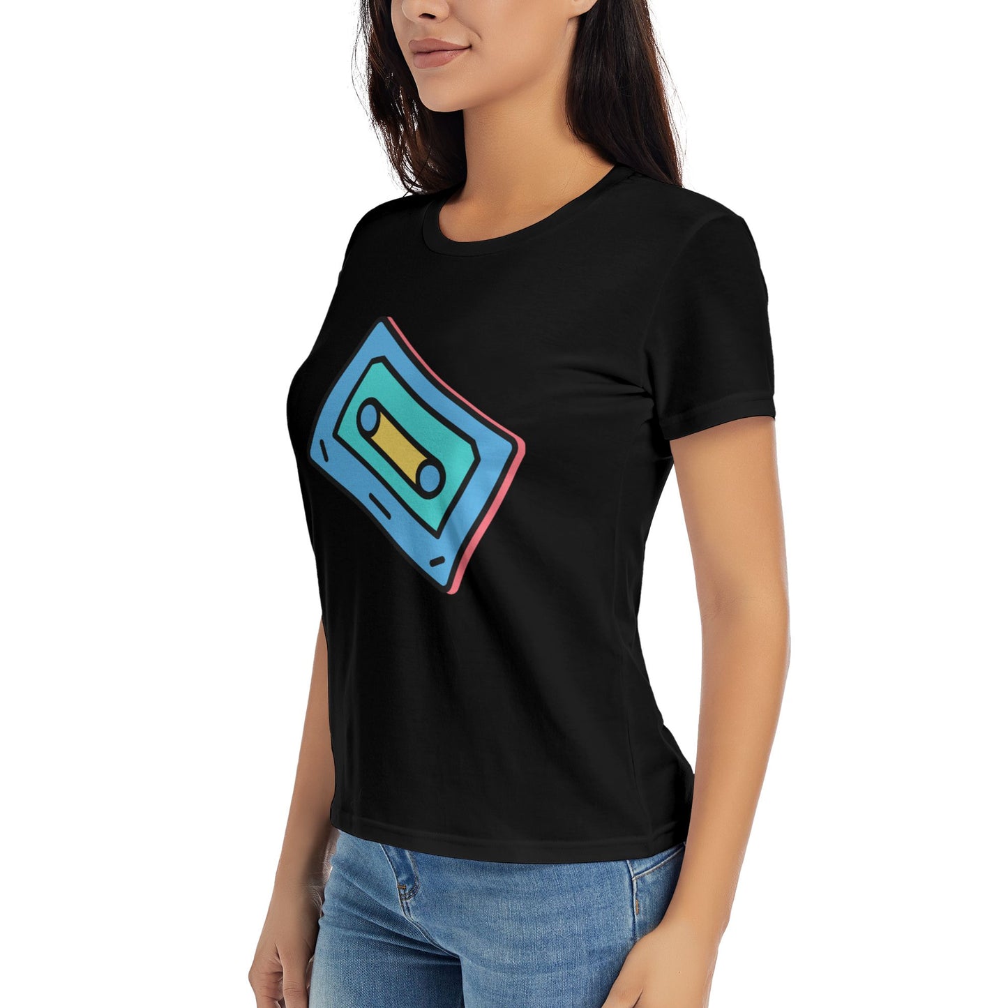Magnetic Tape Women's Short Sleeve Cotton T-Shirt