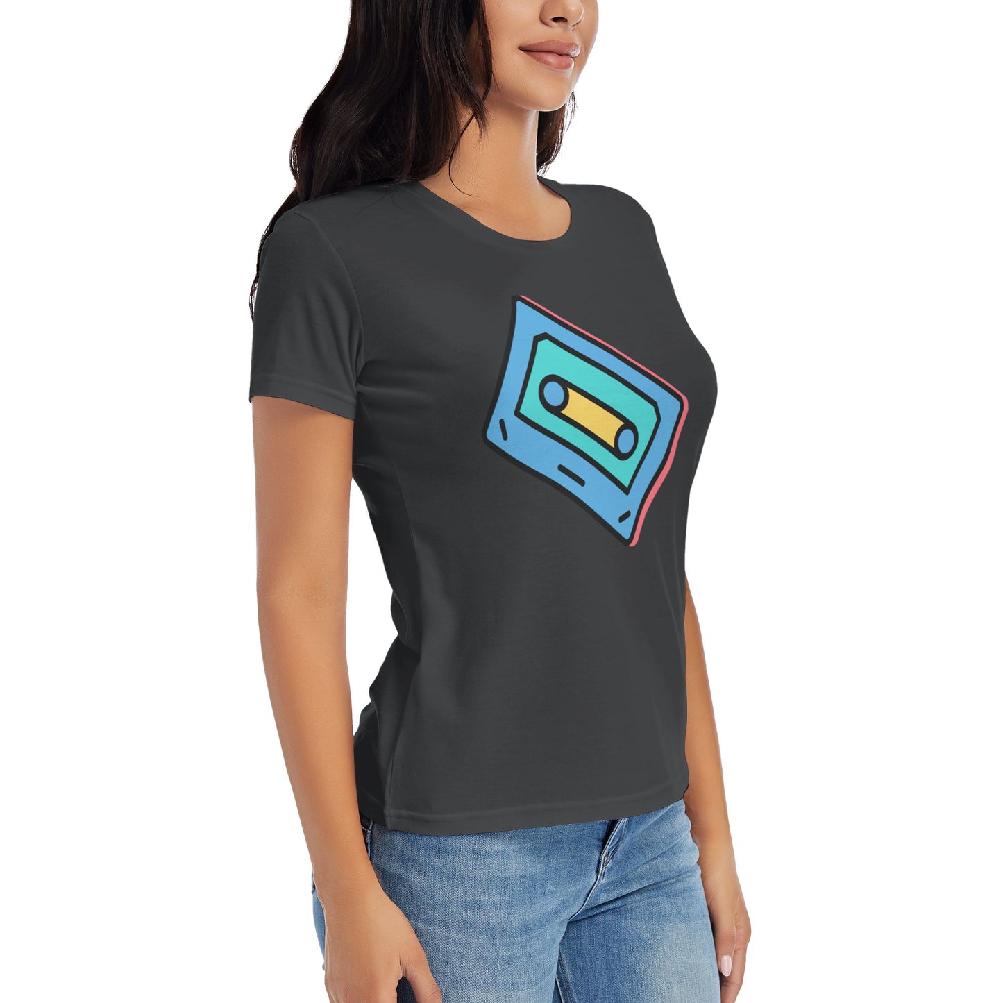 Magnetic Tape Women's Short Sleeve Cotton T-Shirt