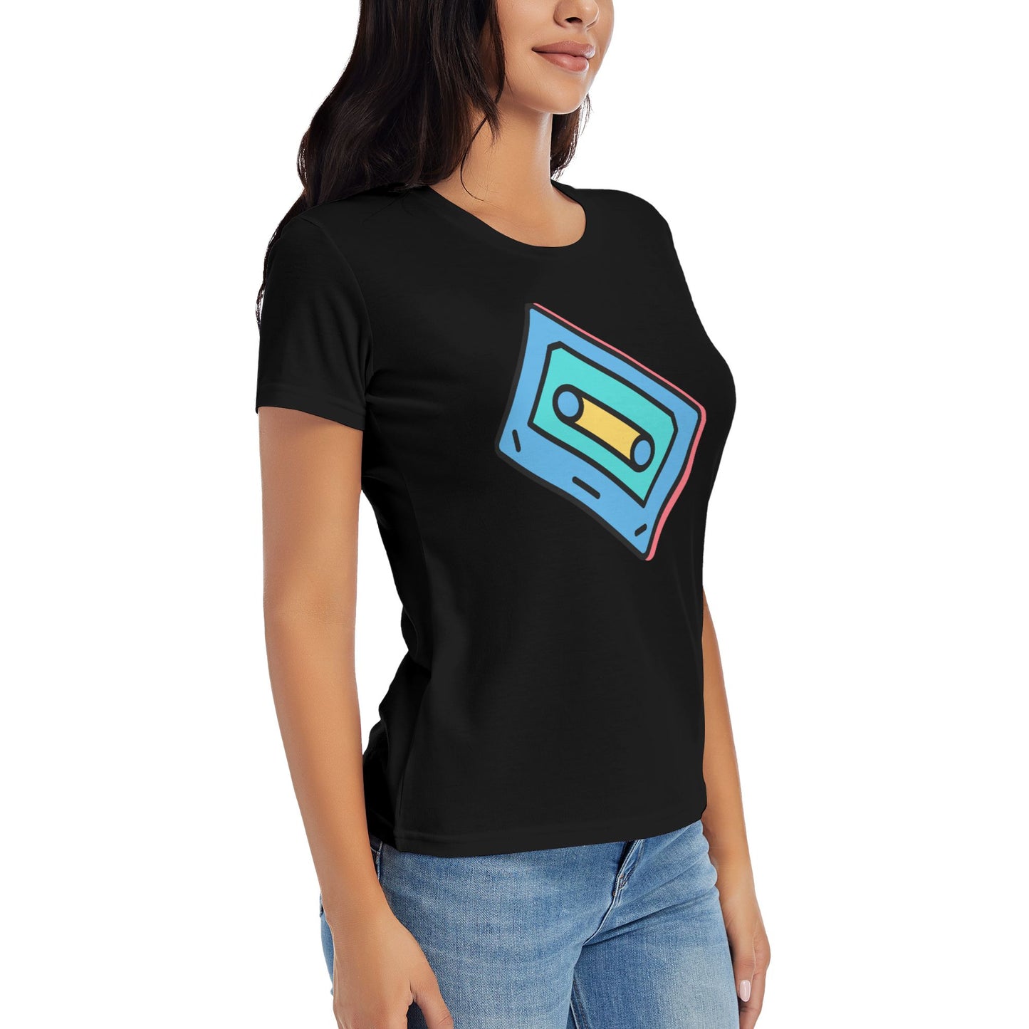 Magnetic Tape Women's Short Sleeve Cotton T-Shirt