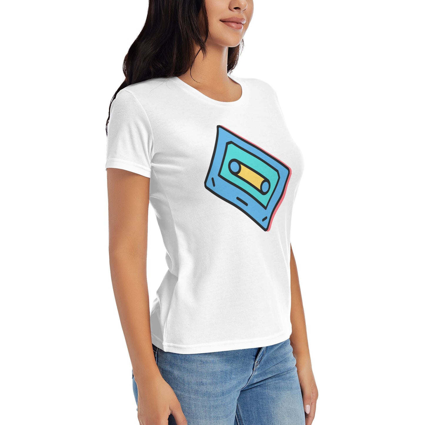 Magnetic Tape Women's Short Sleeve Cotton T-Shirt