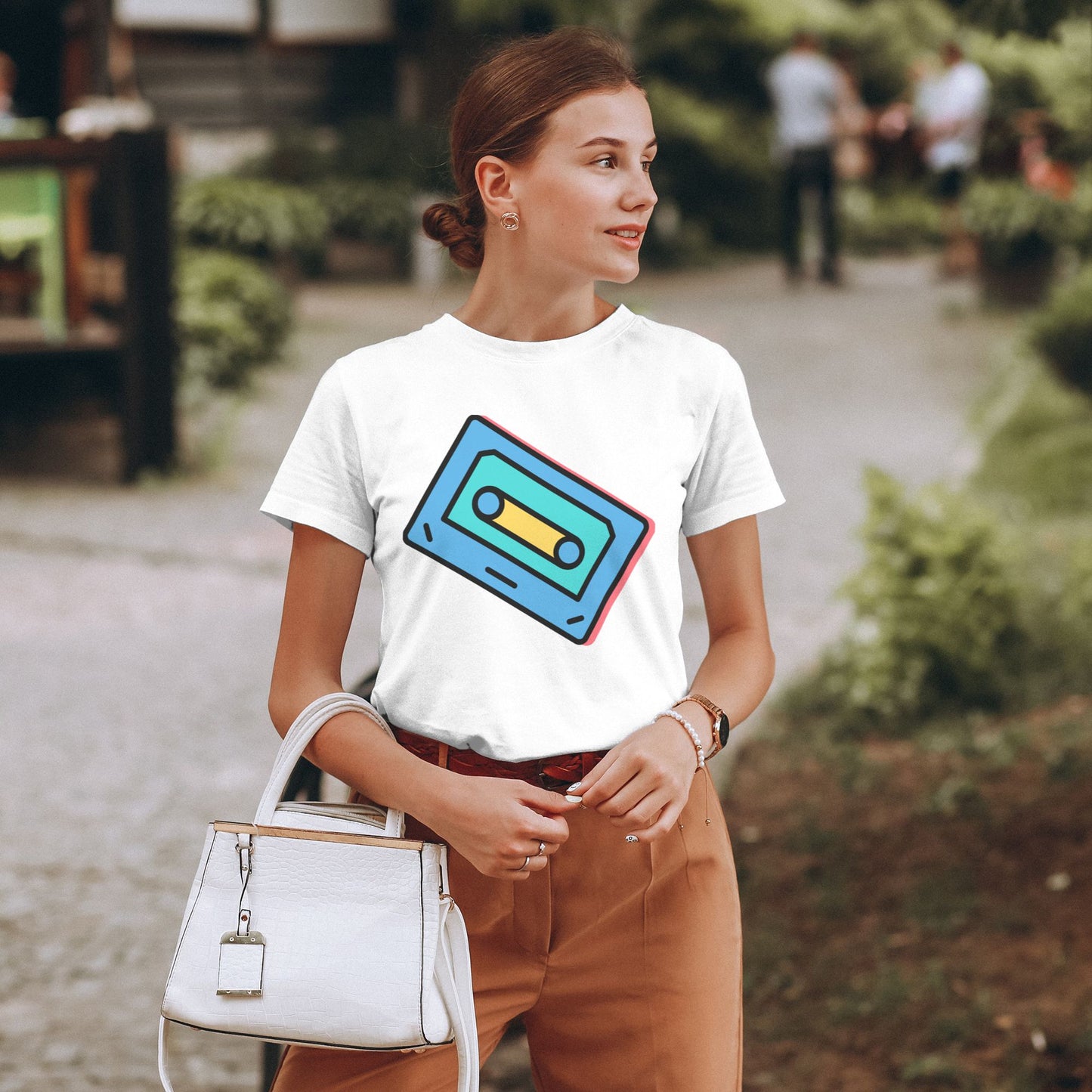 Magnetic Tape Women's Short Sleeve Cotton T-Shirt