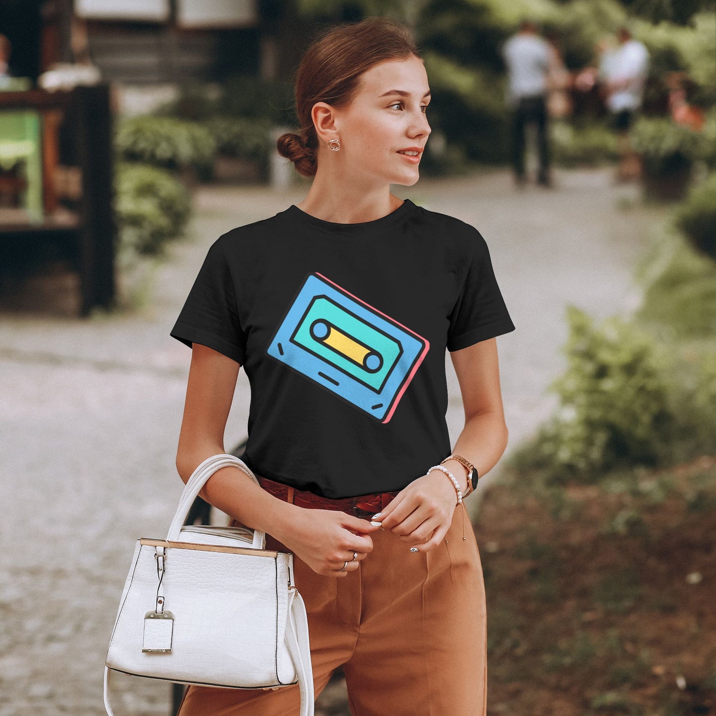 Magnetic Tape Women's Short Sleeve Cotton T-Shirt