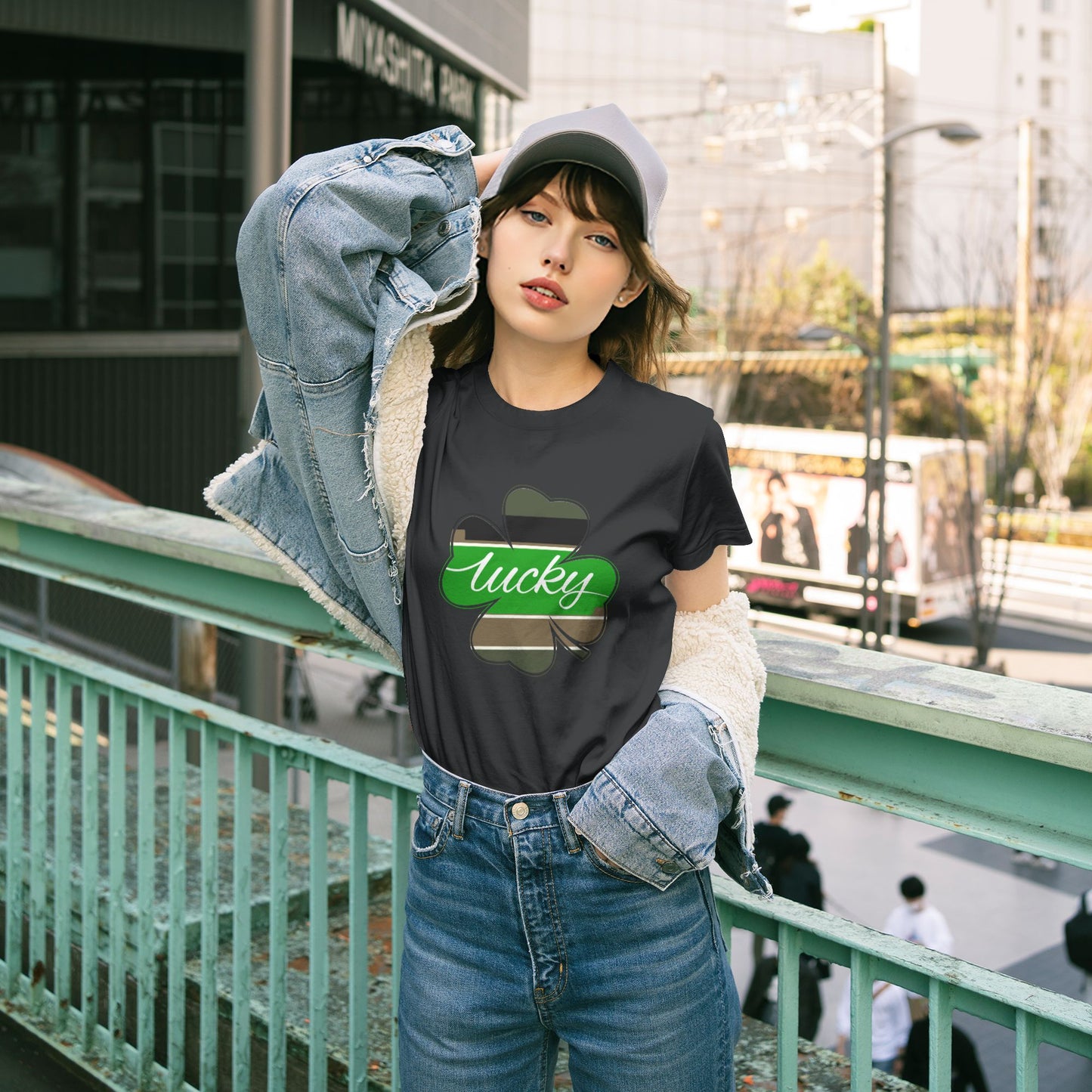 Lucky Four Leaf Clover Short Sleeve Cotton T-Shirt For Women