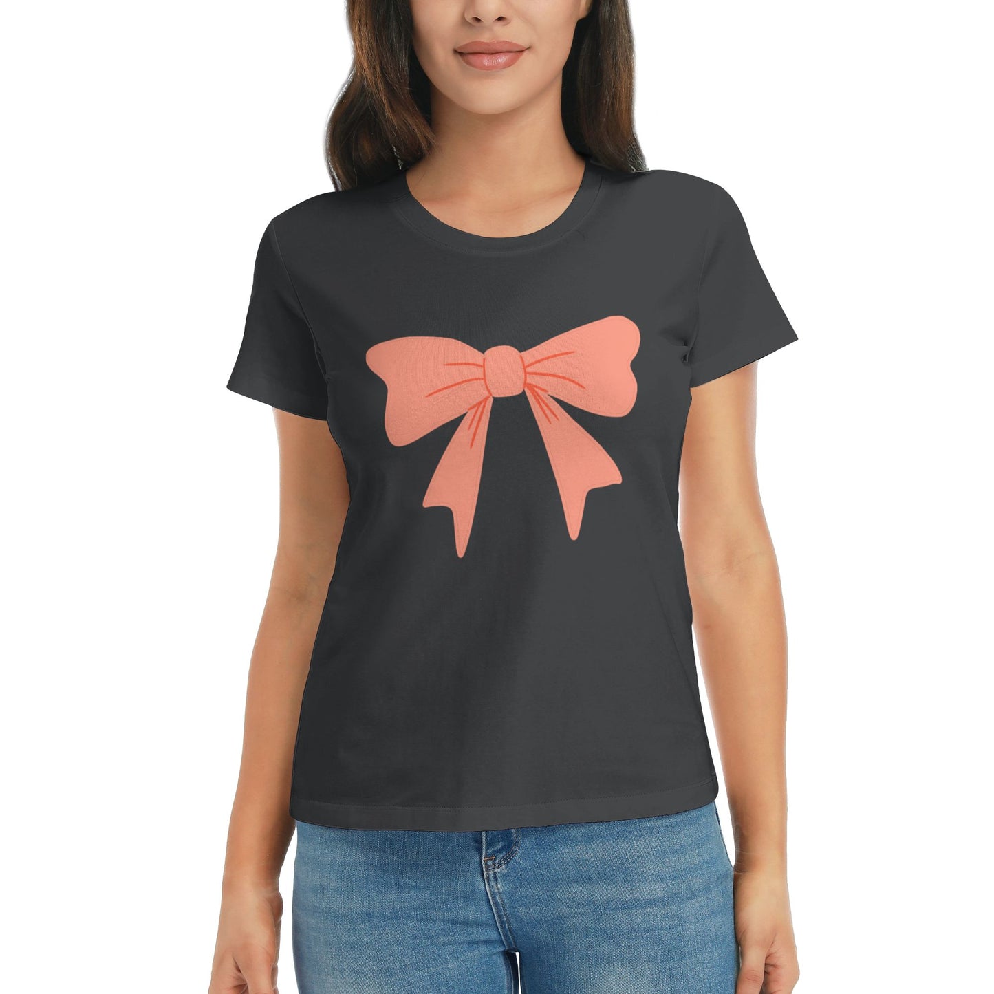 Bowknot Women's Short Sleeve Cotton T-Shirt