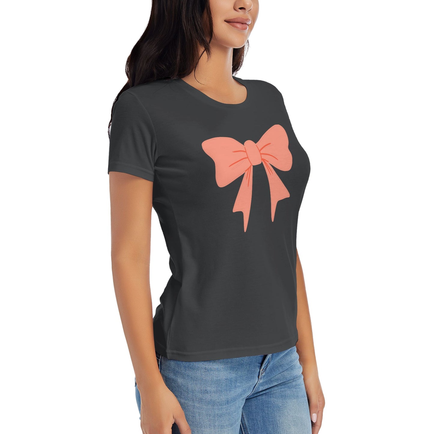 Bowknot Women's Short Sleeve Cotton T-Shirt