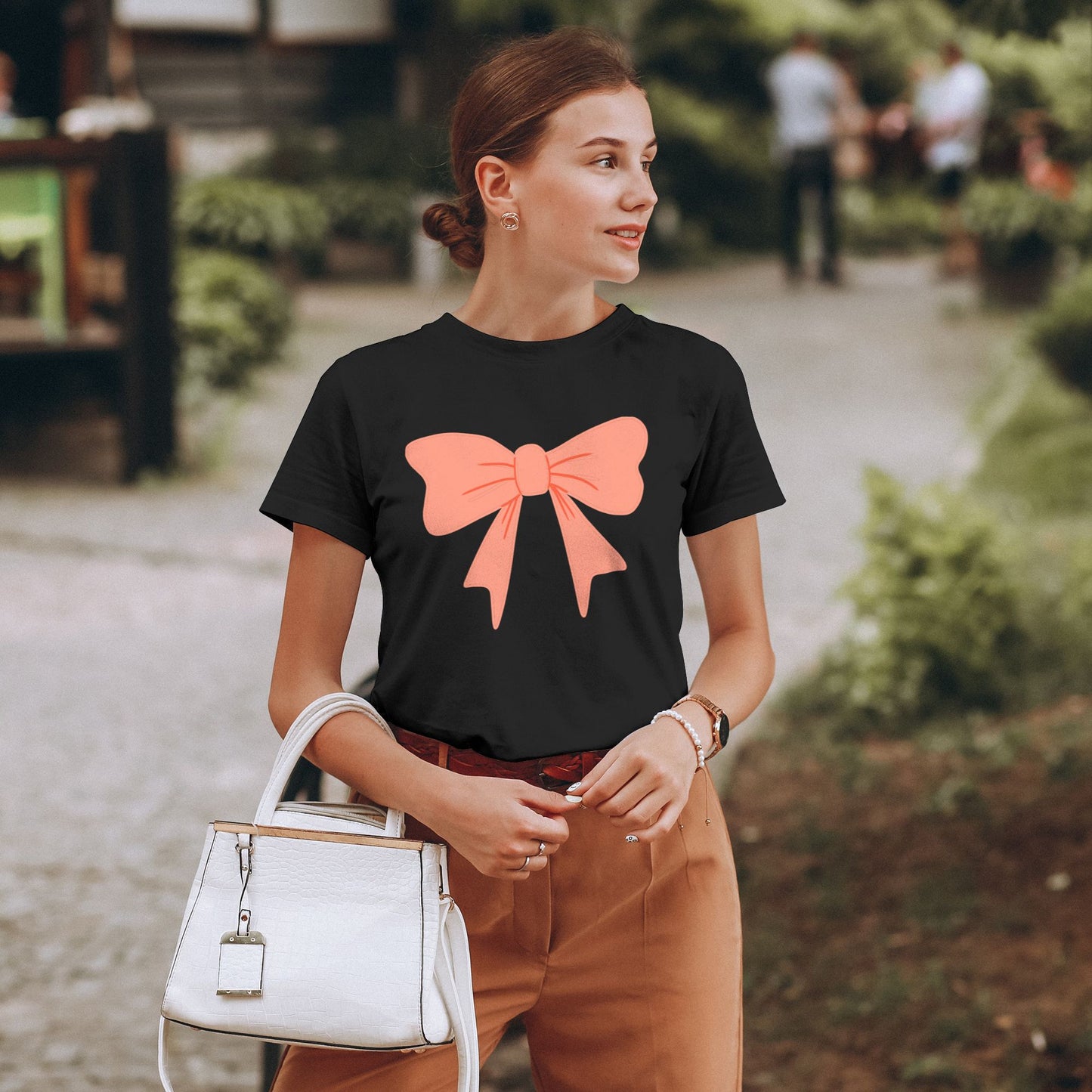 Bowknot Women's Short Sleeve Cotton T-Shirt