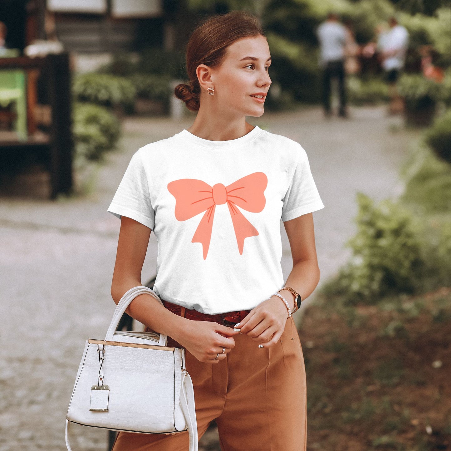 Bowknot Women's Short Sleeve Cotton T-Shirt