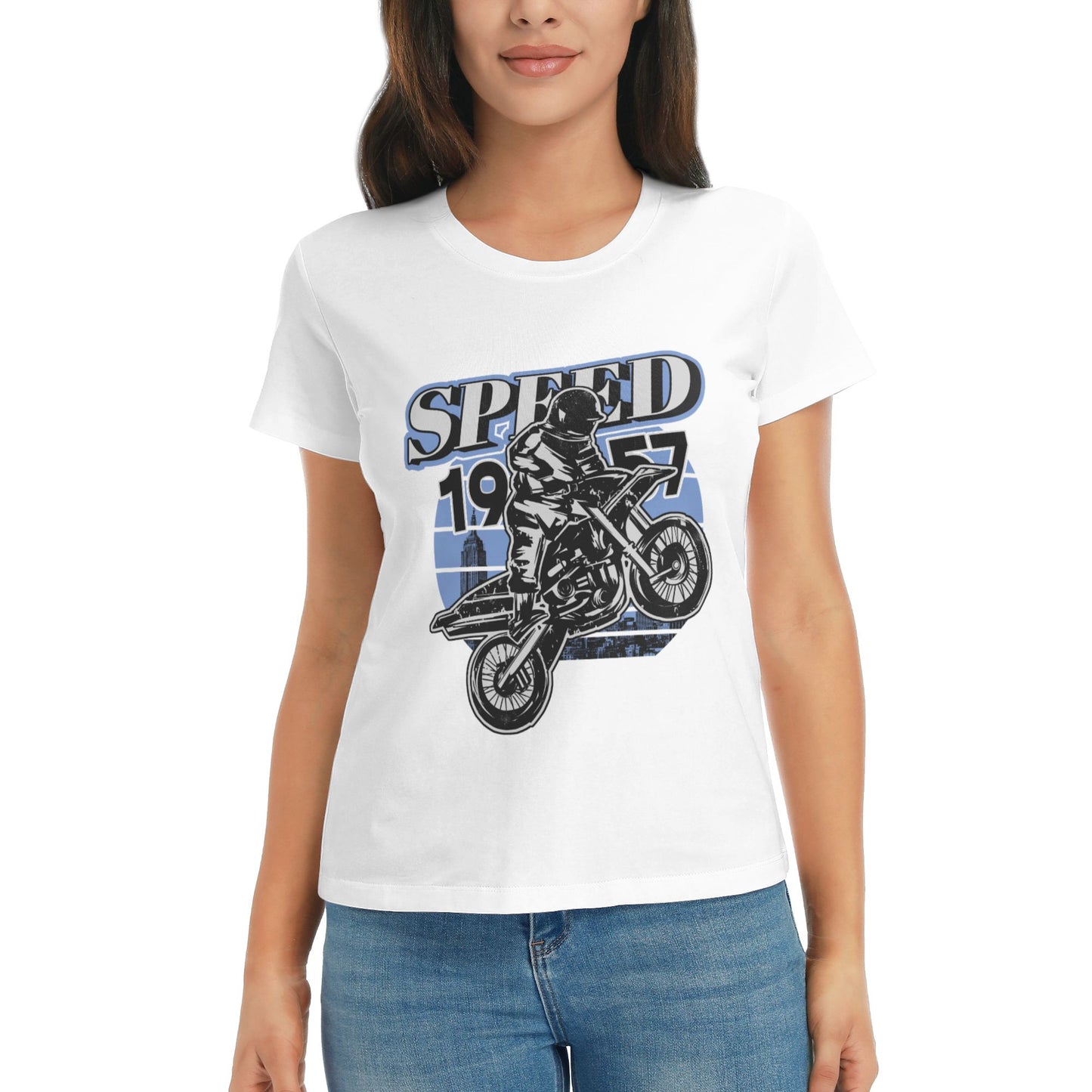 Retro Motorcycle Women's Short Sleeve Cotton T-Shirt