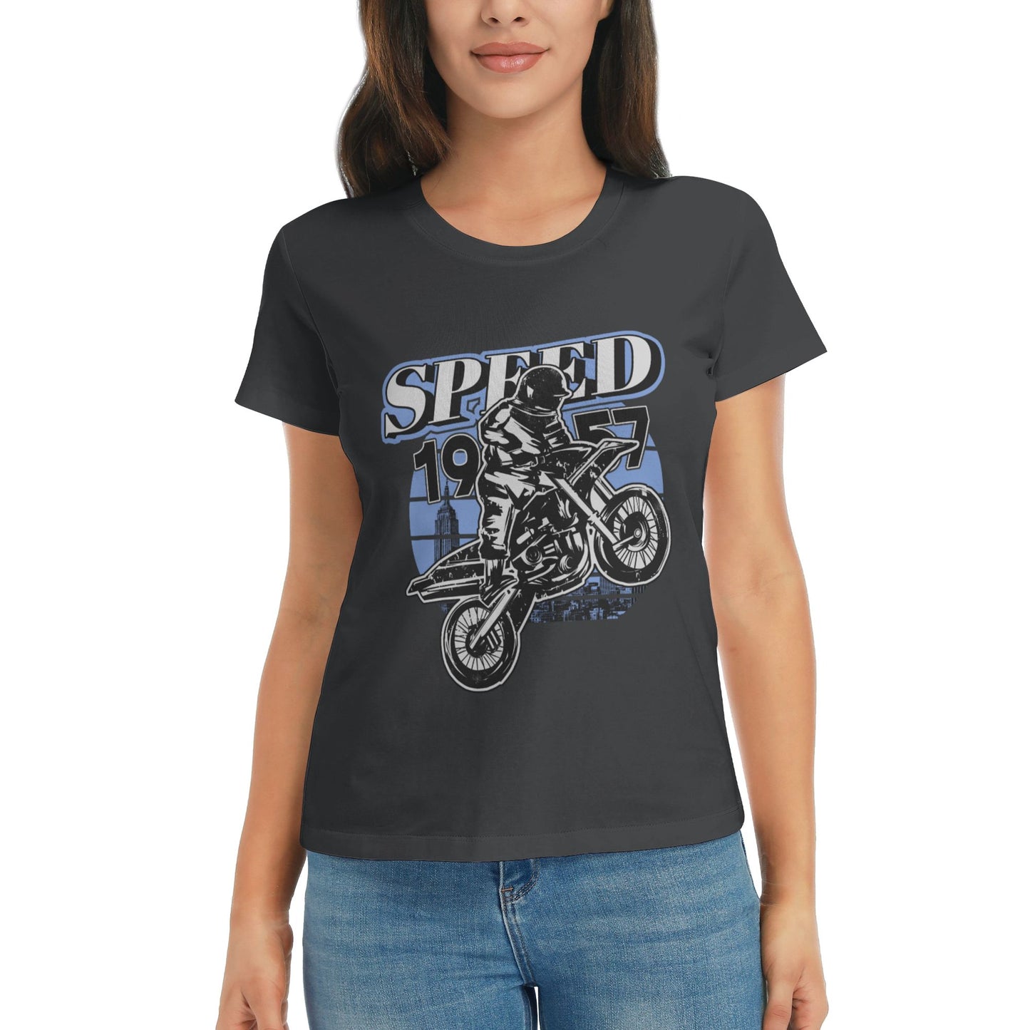 Retro Motorcycle Women's Short Sleeve Cotton T-Shirt