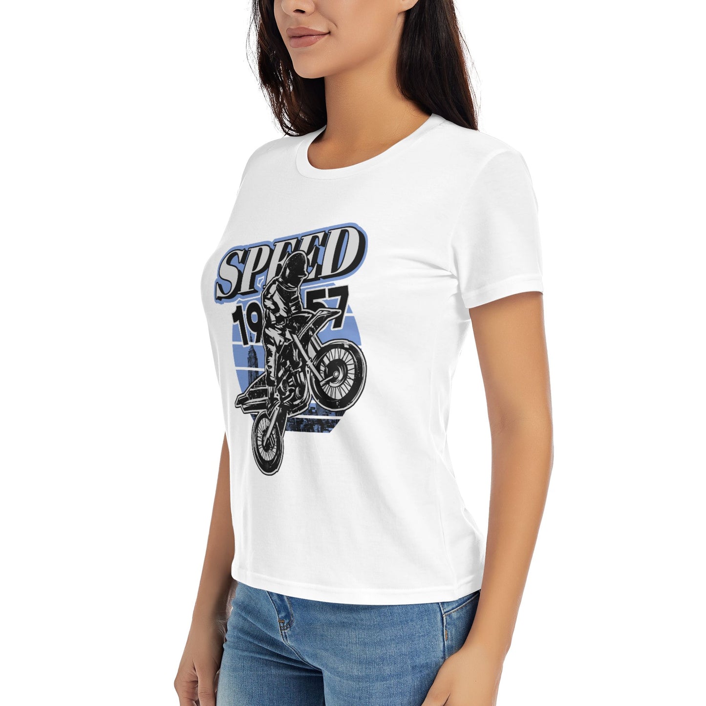 Retro Motorcycle Women's Short Sleeve Cotton T-Shirt
