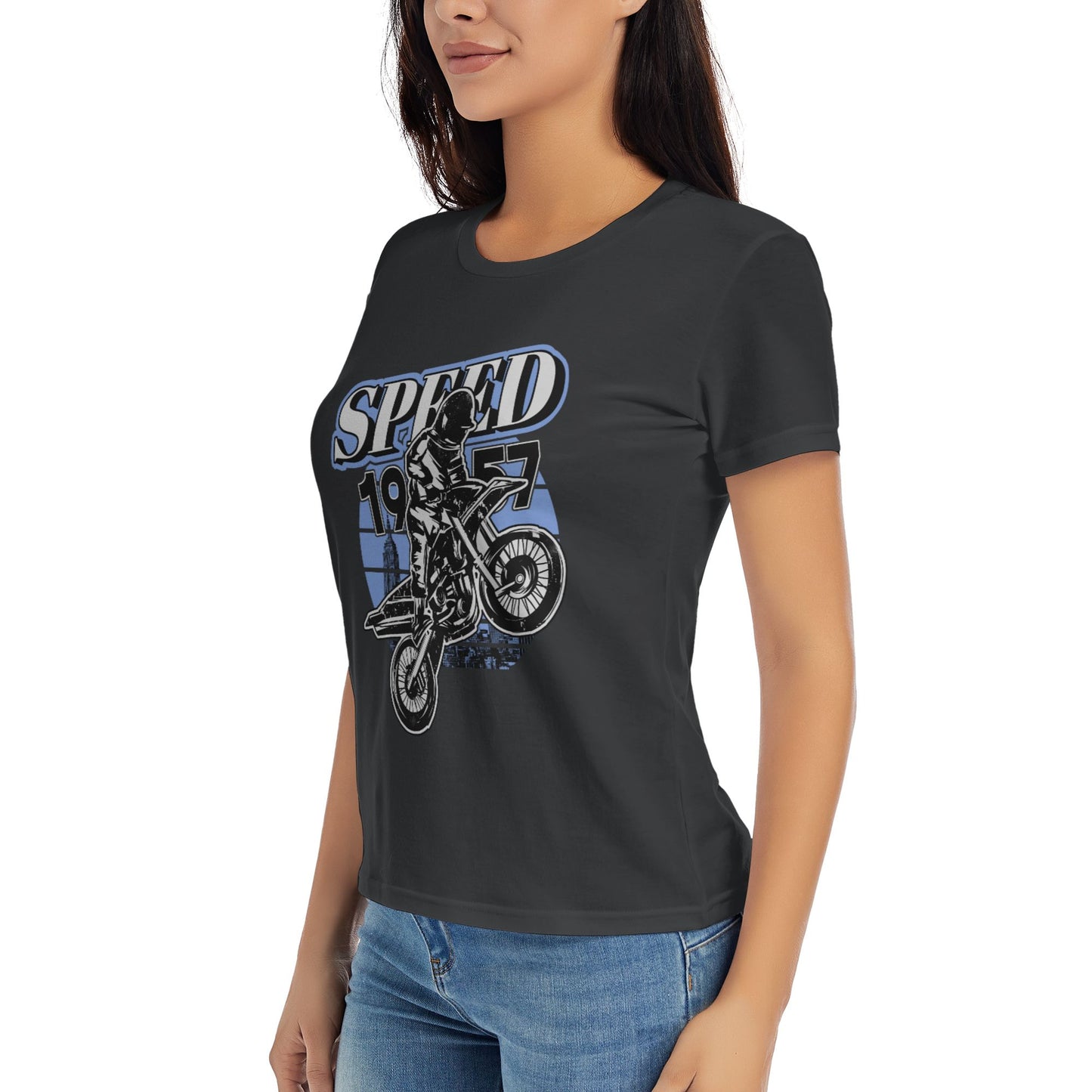 Retro Motorcycle Women's Short Sleeve Cotton T-Shirt