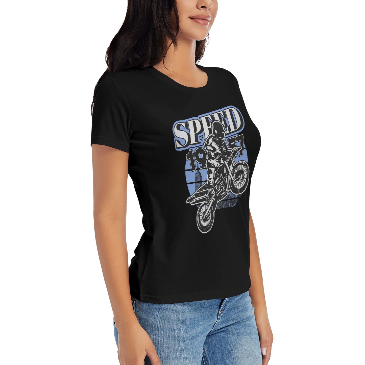 Retro Motorcycle Women's Short Sleeve Cotton T-Shirt
