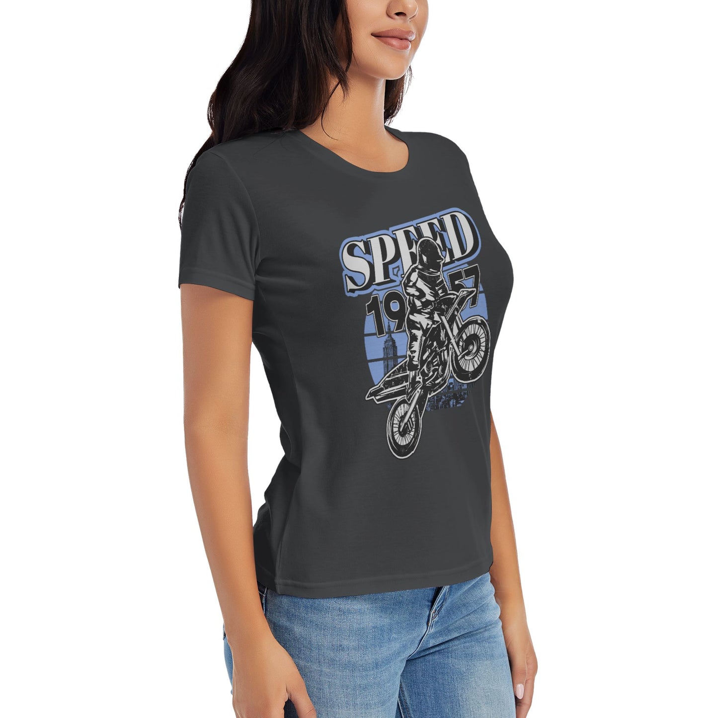 Retro Motorcycle Women's Short Sleeve Cotton T-Shirt