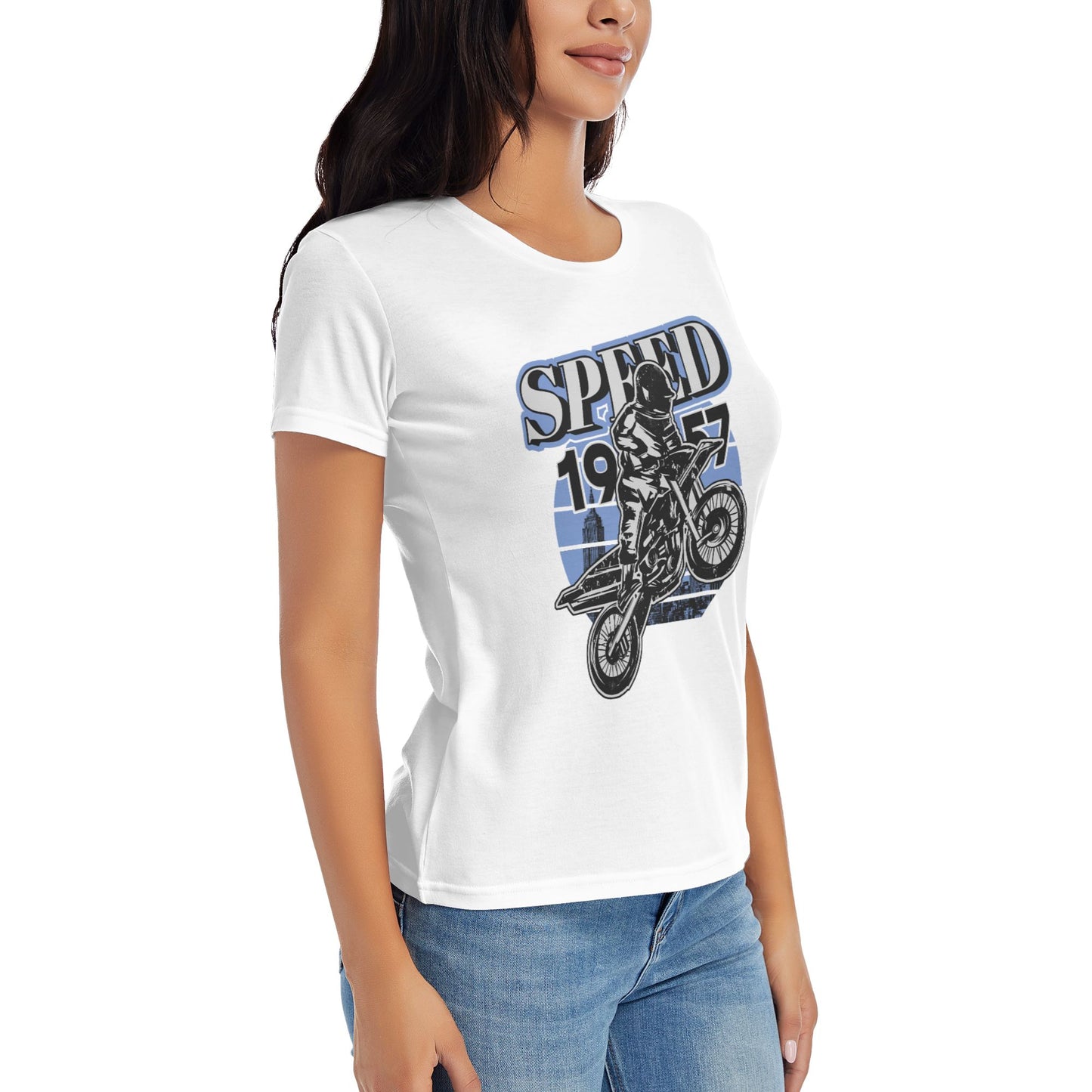 Retro Motorcycle Women's Short Sleeve Cotton T-Shirt