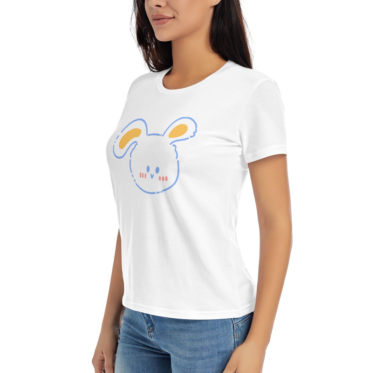 Cartoon Rabbit Women's Short Sleeve Cotton T-Shirt