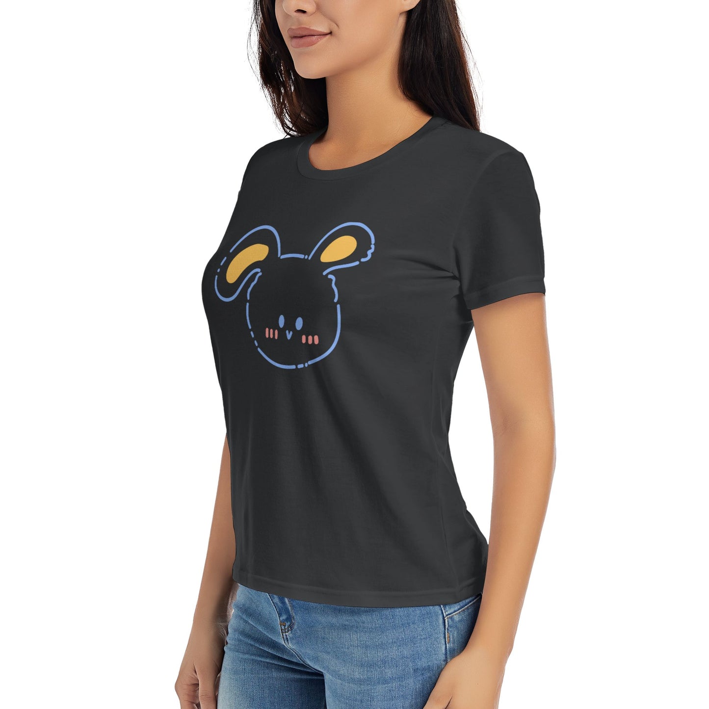 Cartoon Rabbit Women's Short Sleeve Cotton T-Shirt