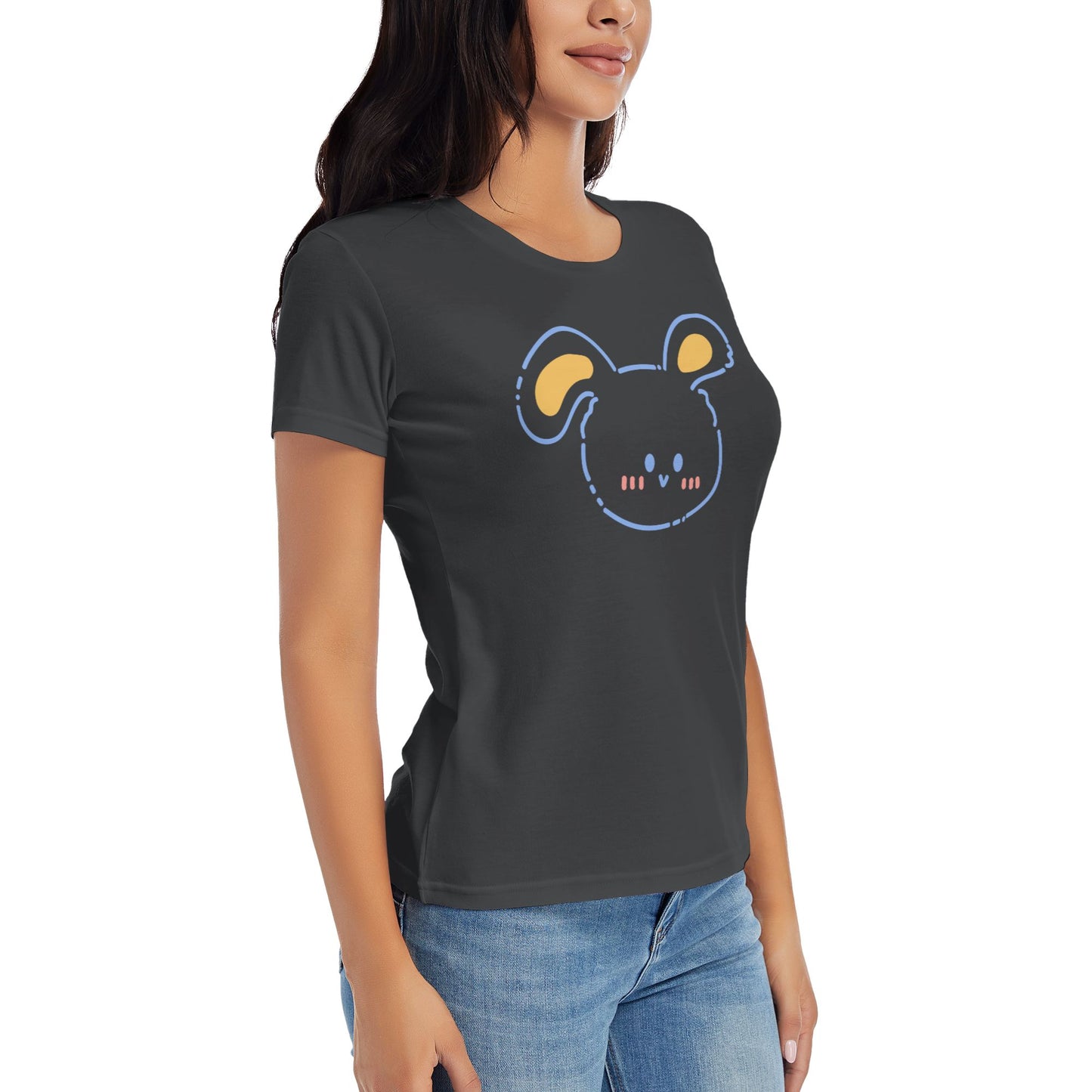 Cartoon Rabbit Women's Short Sleeve Cotton T-Shirt