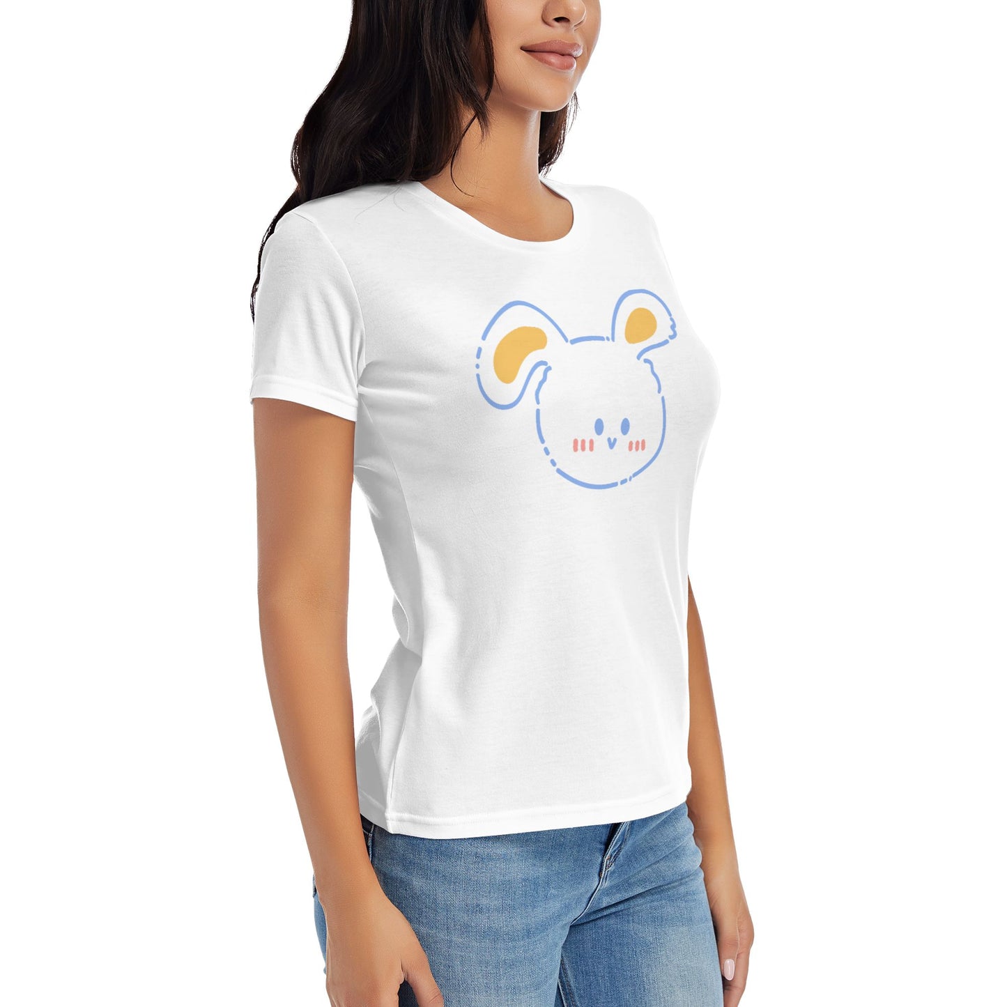 Cartoon Rabbit Women's Short Sleeve Cotton T-Shirt
