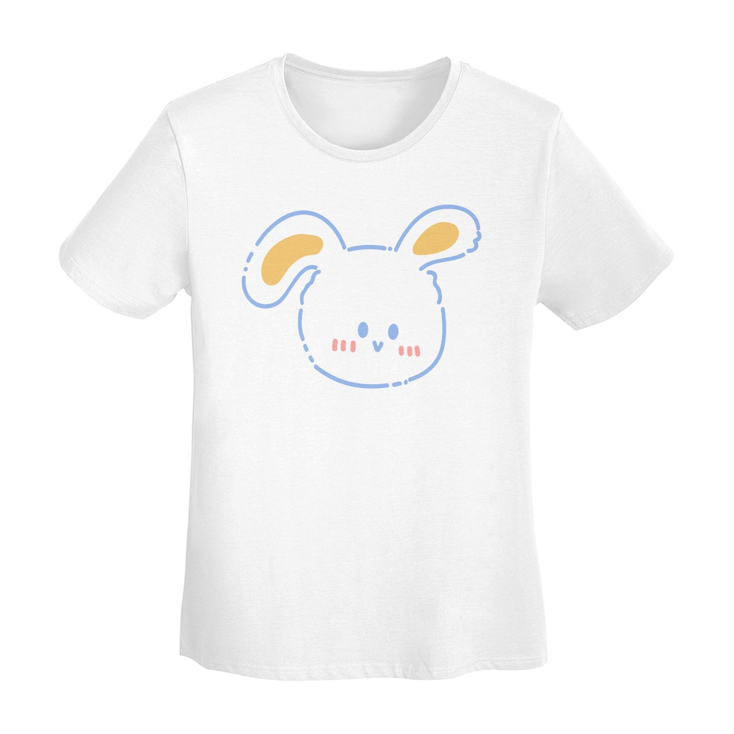 Cartoon Rabbit Women's Short Sleeve Cotton T-Shirt
