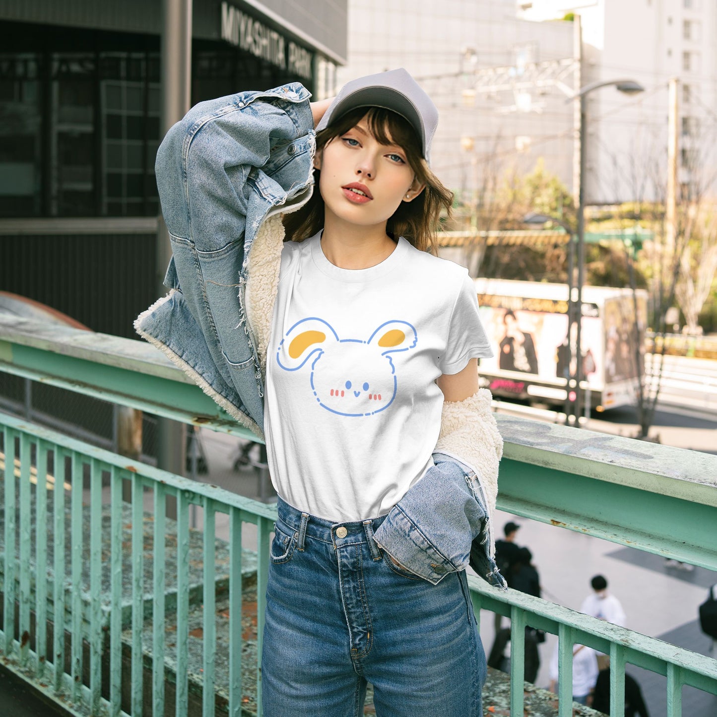 Cartoon Rabbit Women's Short Sleeve Cotton T-Shirt