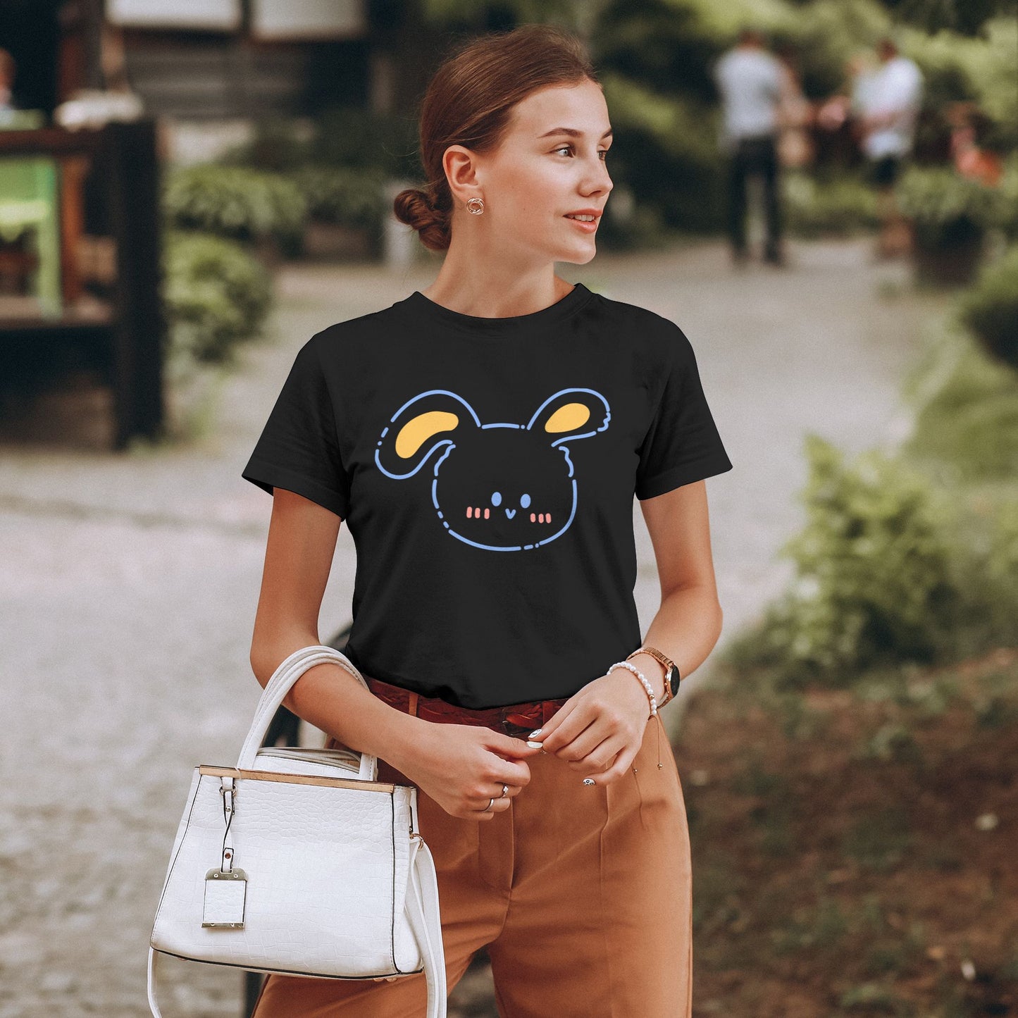 Cartoon Rabbit Women's Short Sleeve Cotton T-Shirt