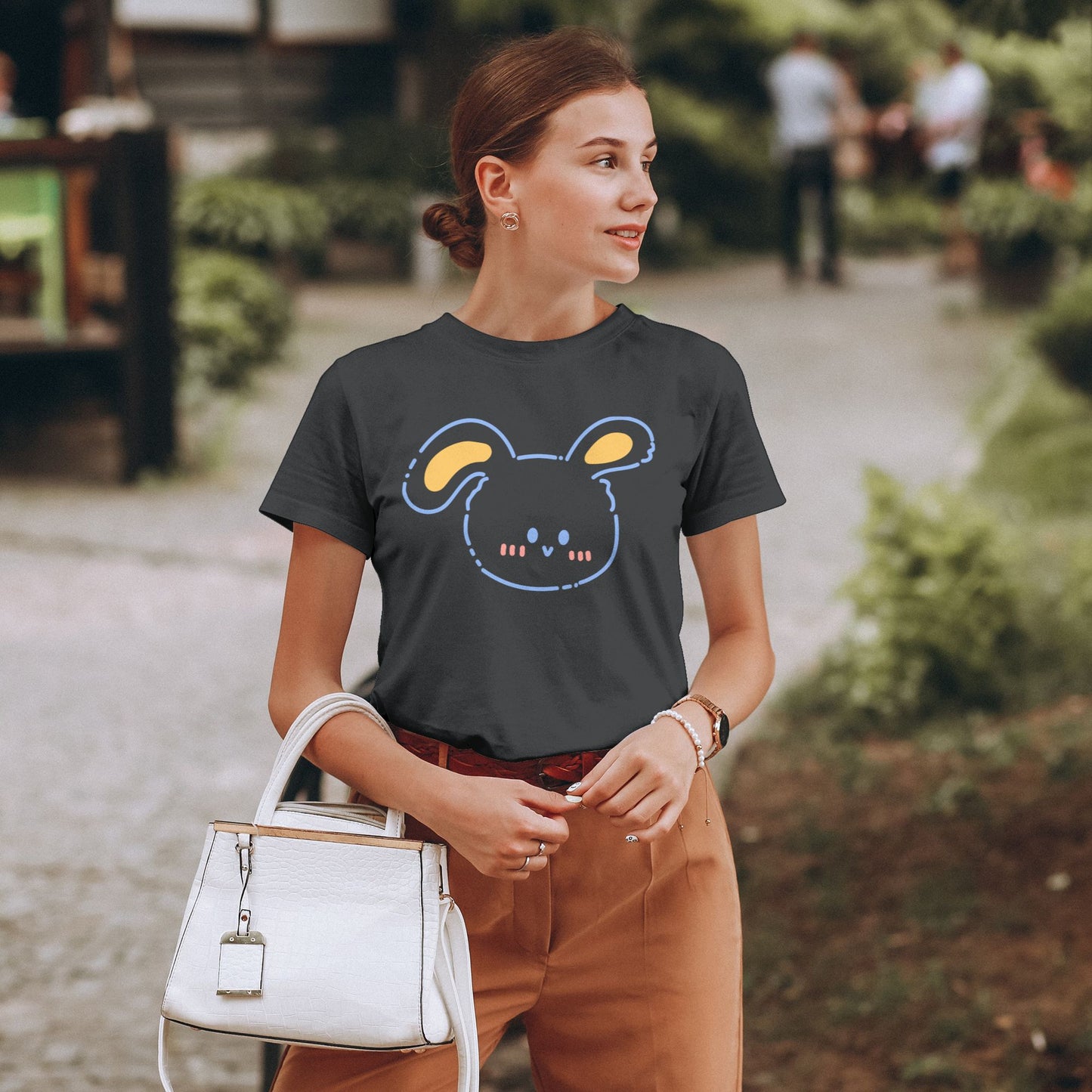 Cartoon Rabbit Women's Short Sleeve Cotton T-Shirt