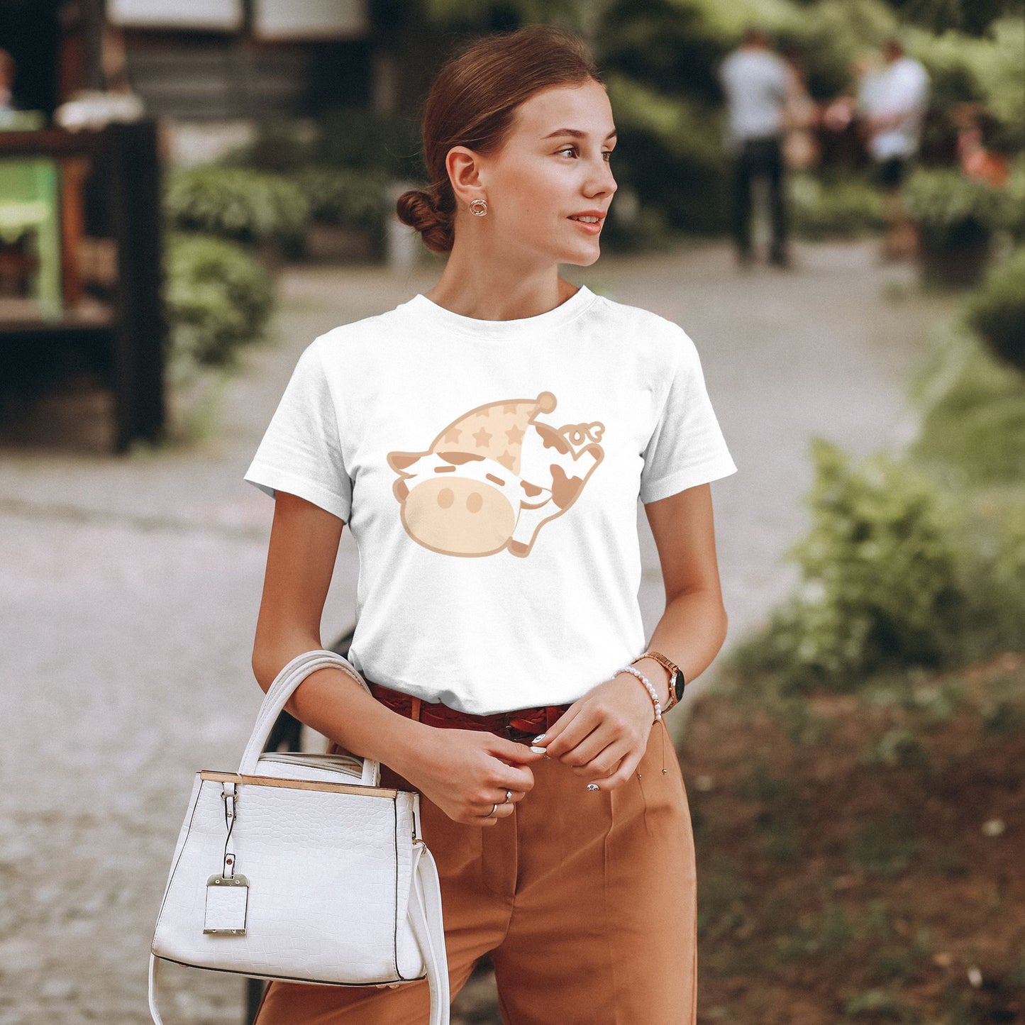 Cartoon Cow Women's Short Sleeve Cotton T-Shirt