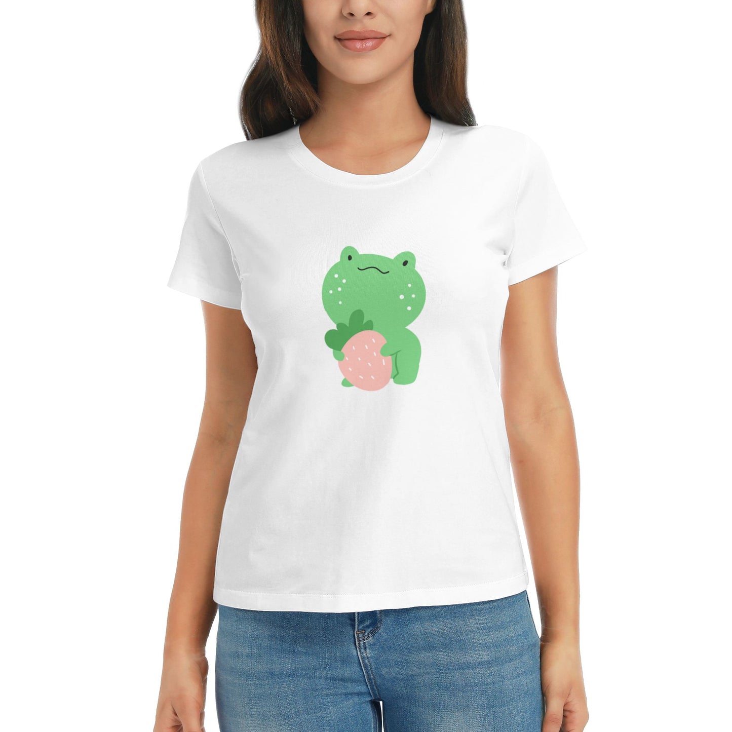 Cute Little Frog Women's Short Sleeve Cotton T-Shirt