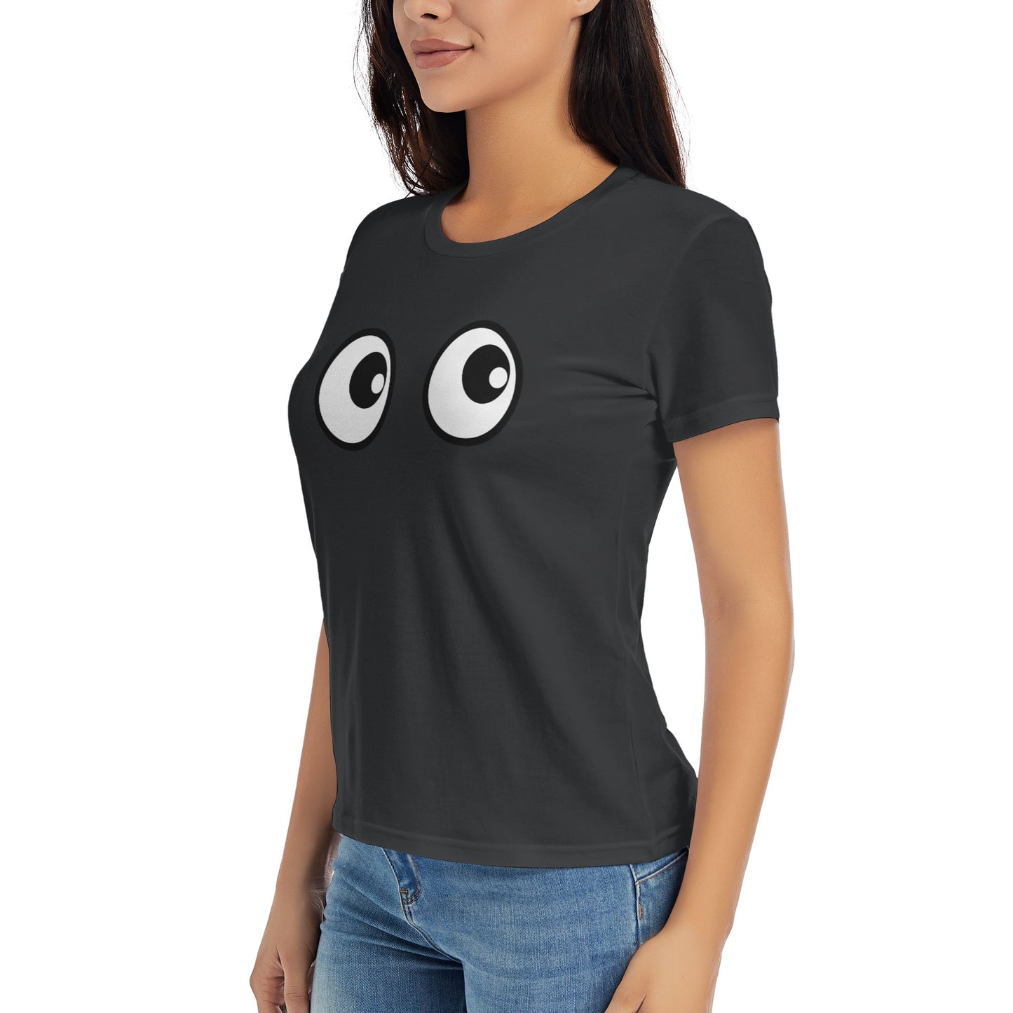 Funny Eyes Short Sleeve Cotton T-Shirt For Women