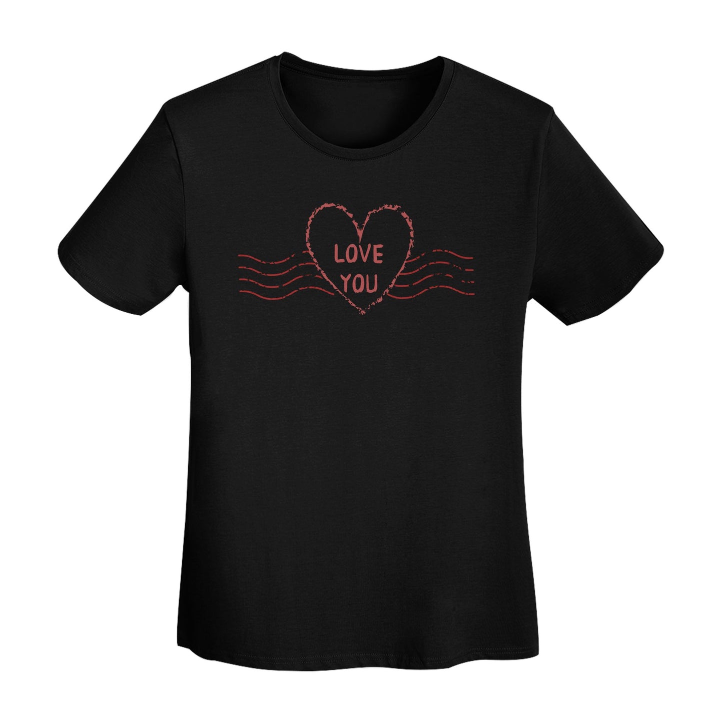 Love You Stamp Women's Short Sleeve Cotton T-Shirt