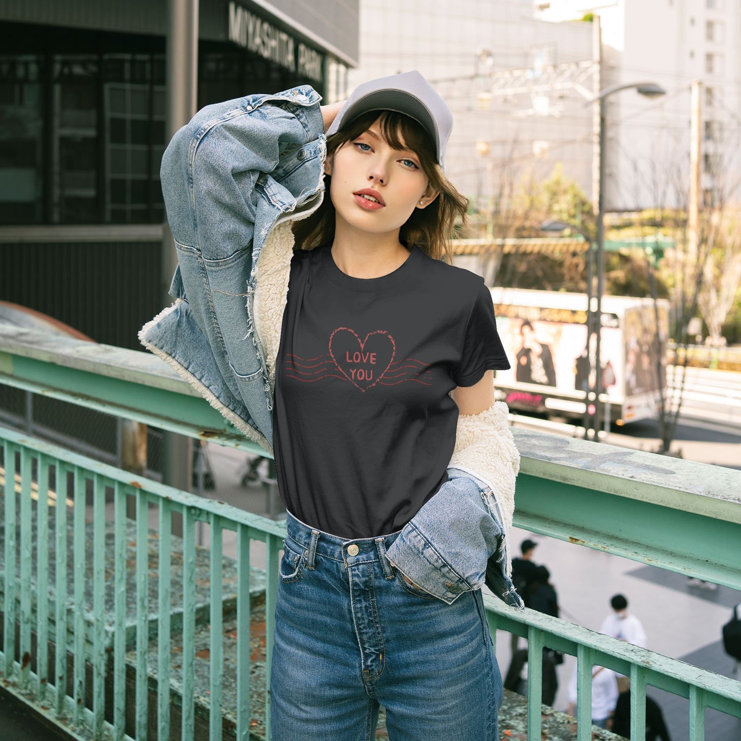 Love You Stamp Women's Short Sleeve Cotton T-Shirt
