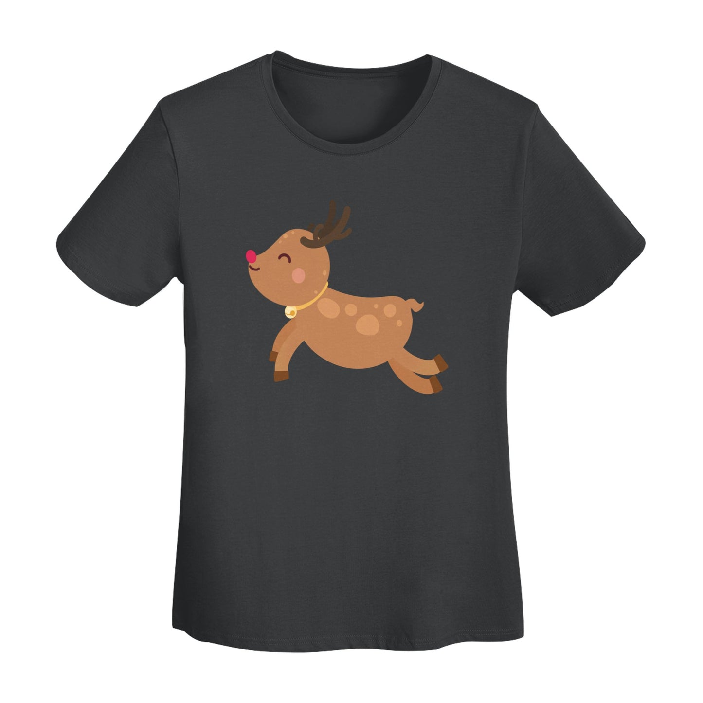 Little Deer Short Sleeve Cotton T-Shirt For Women