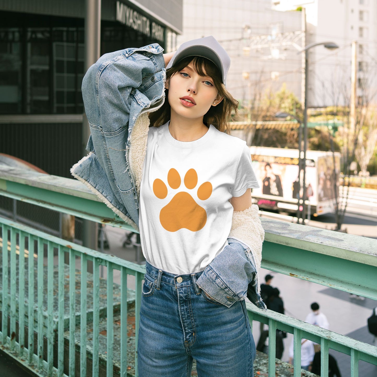 Paw Print Short Sleeve Cotton T-Shirt For Women