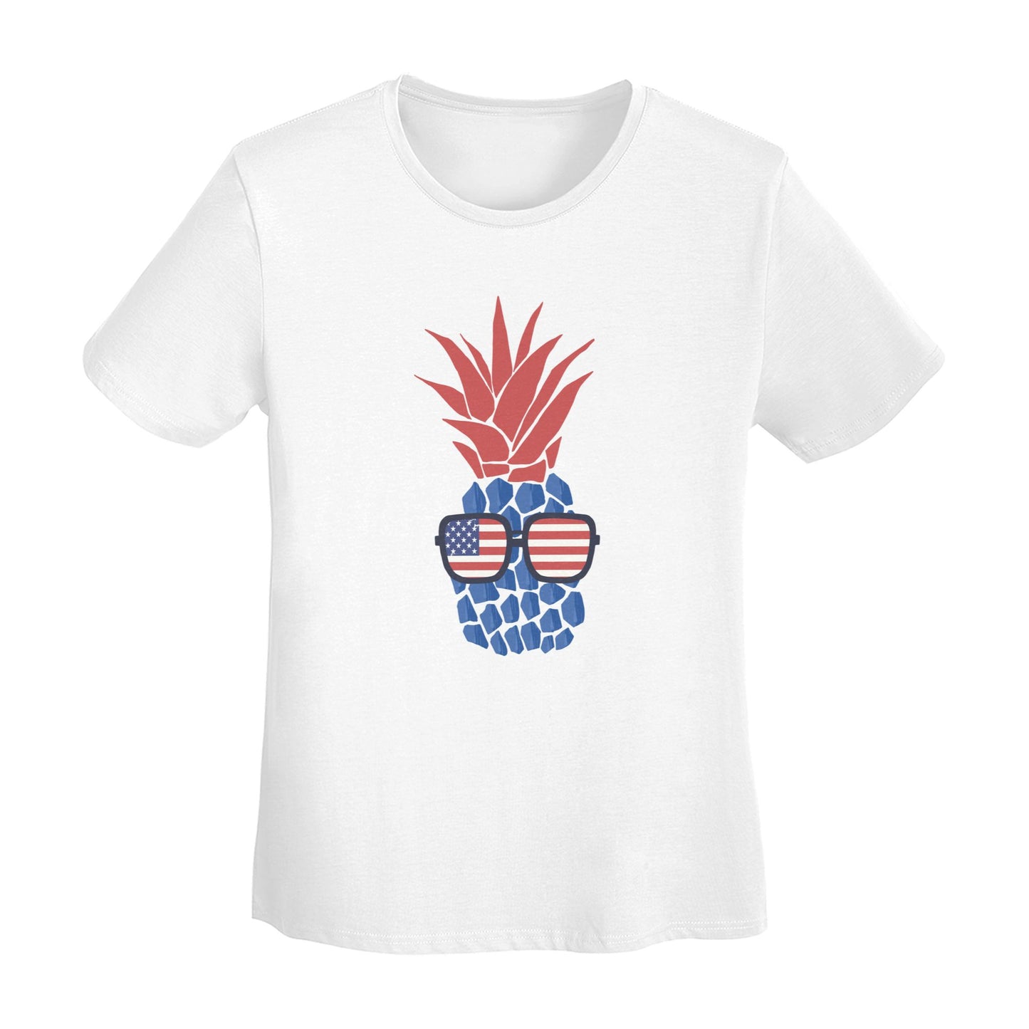 Flag Pineapple Short Sleeve Cotton T-Shirt For Women