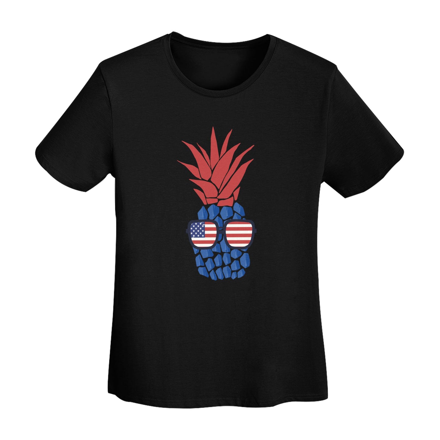 Flag Pineapple Short Sleeve Cotton T-Shirt For Women