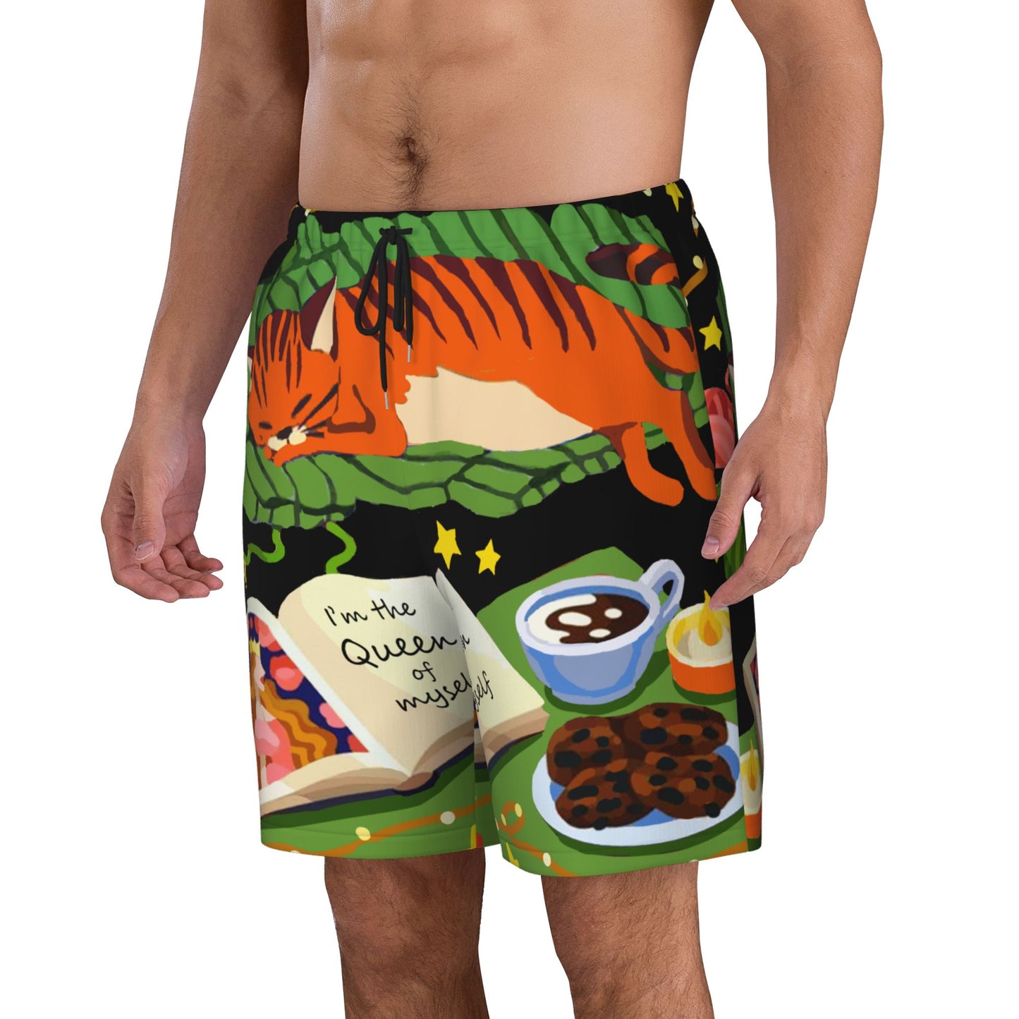Picnic Cat Beach Shorts For Men