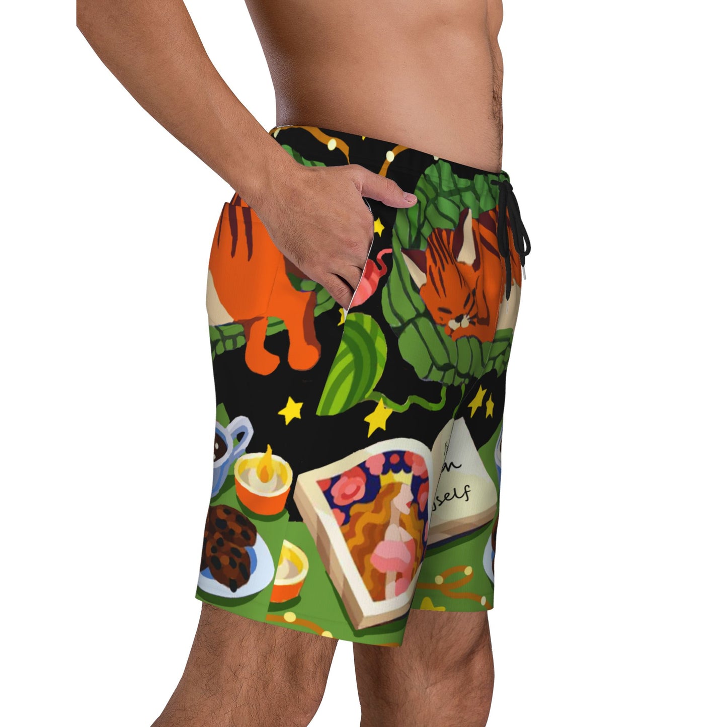 Picnic Cat Beach Shorts For Men