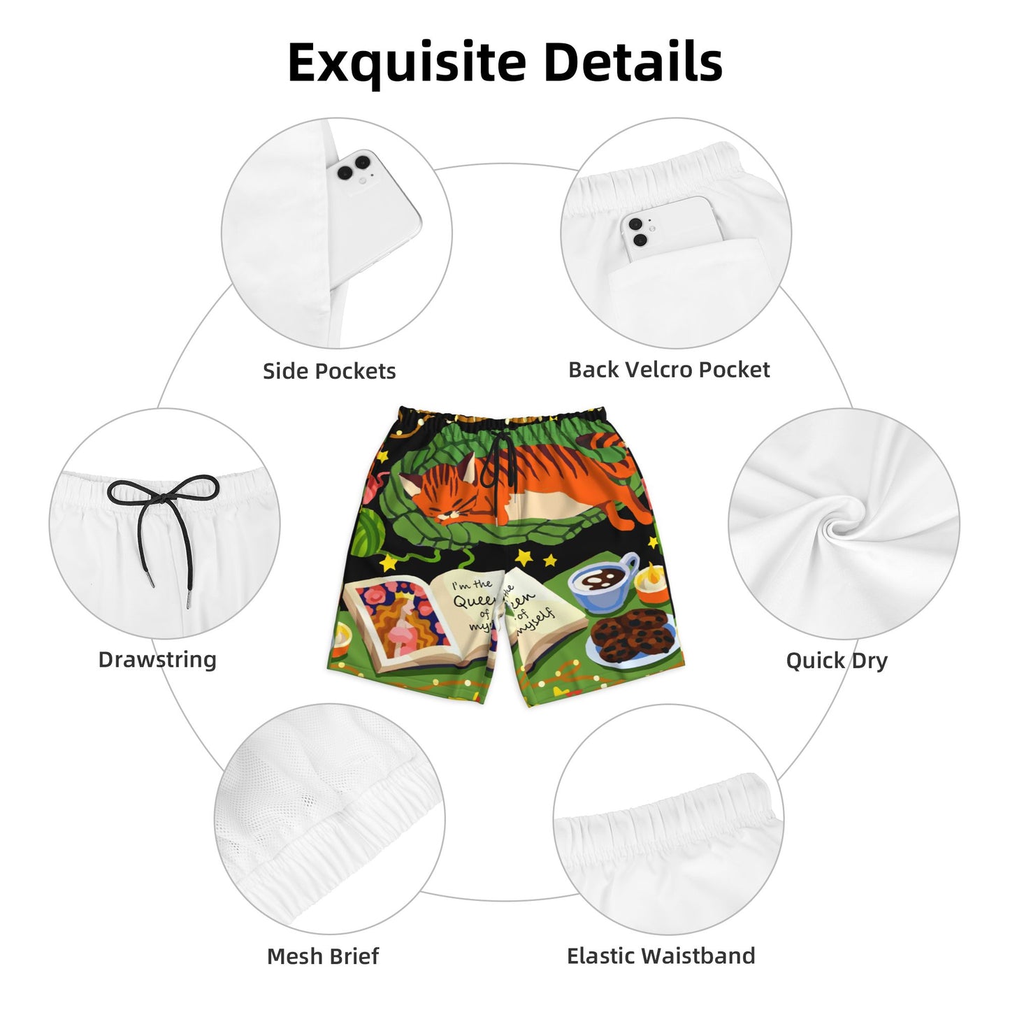 Picnic Cat Beach Shorts For Men