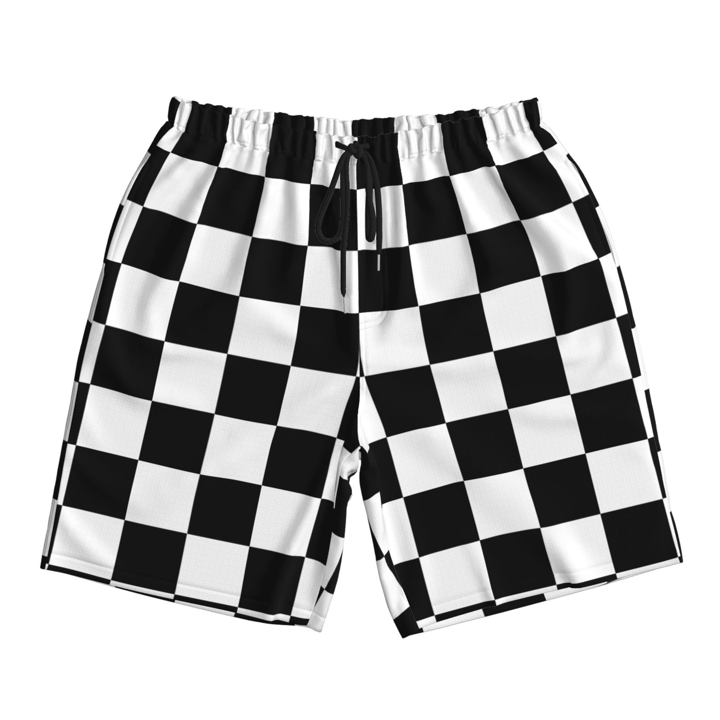 Black And White Checkered Beach Shorts For Men