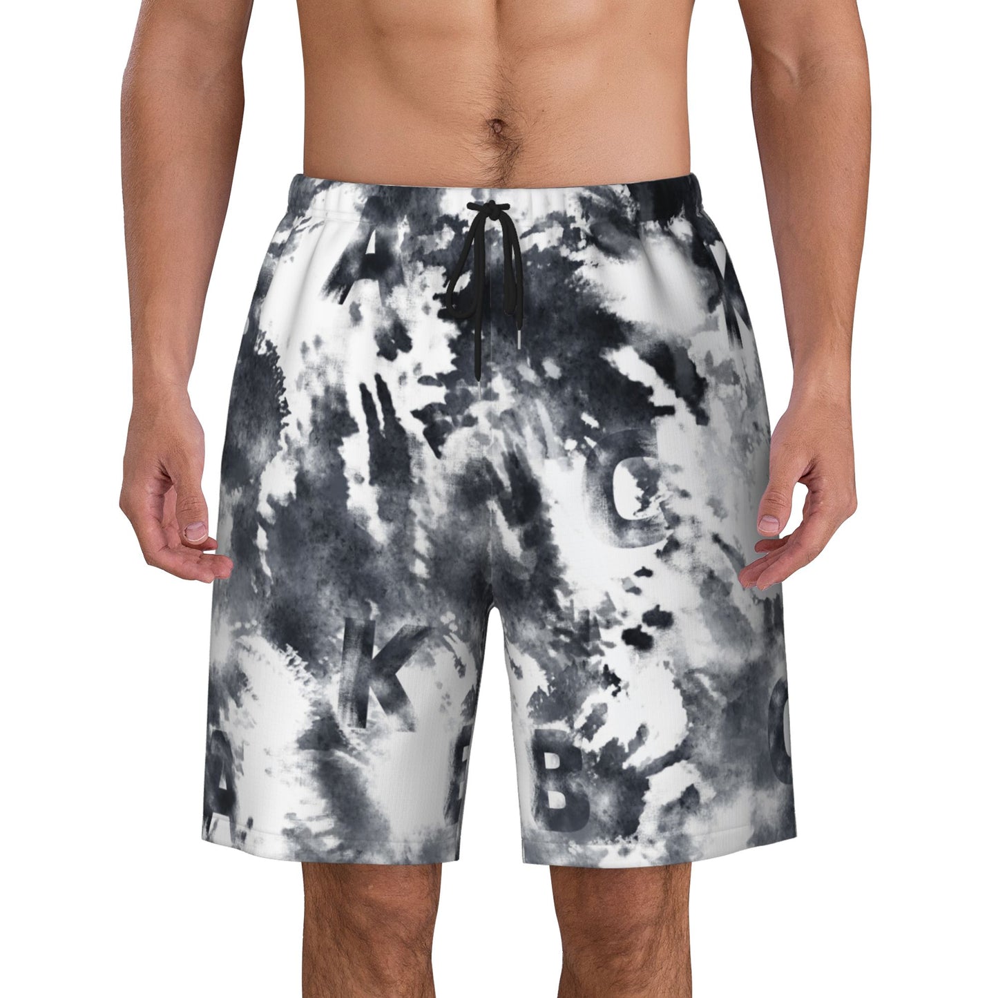 Chinese Ink Tie-Dye Men's Beach Shorts