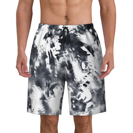 Chinese Ink Tie-Dye Men's Beach Shorts