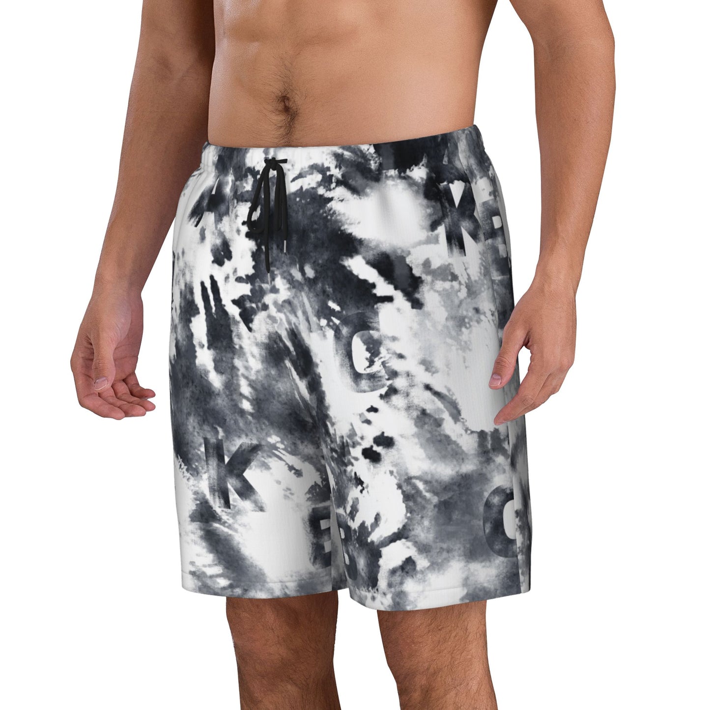 Chinese Ink Tie-Dye Men's Beach Shorts