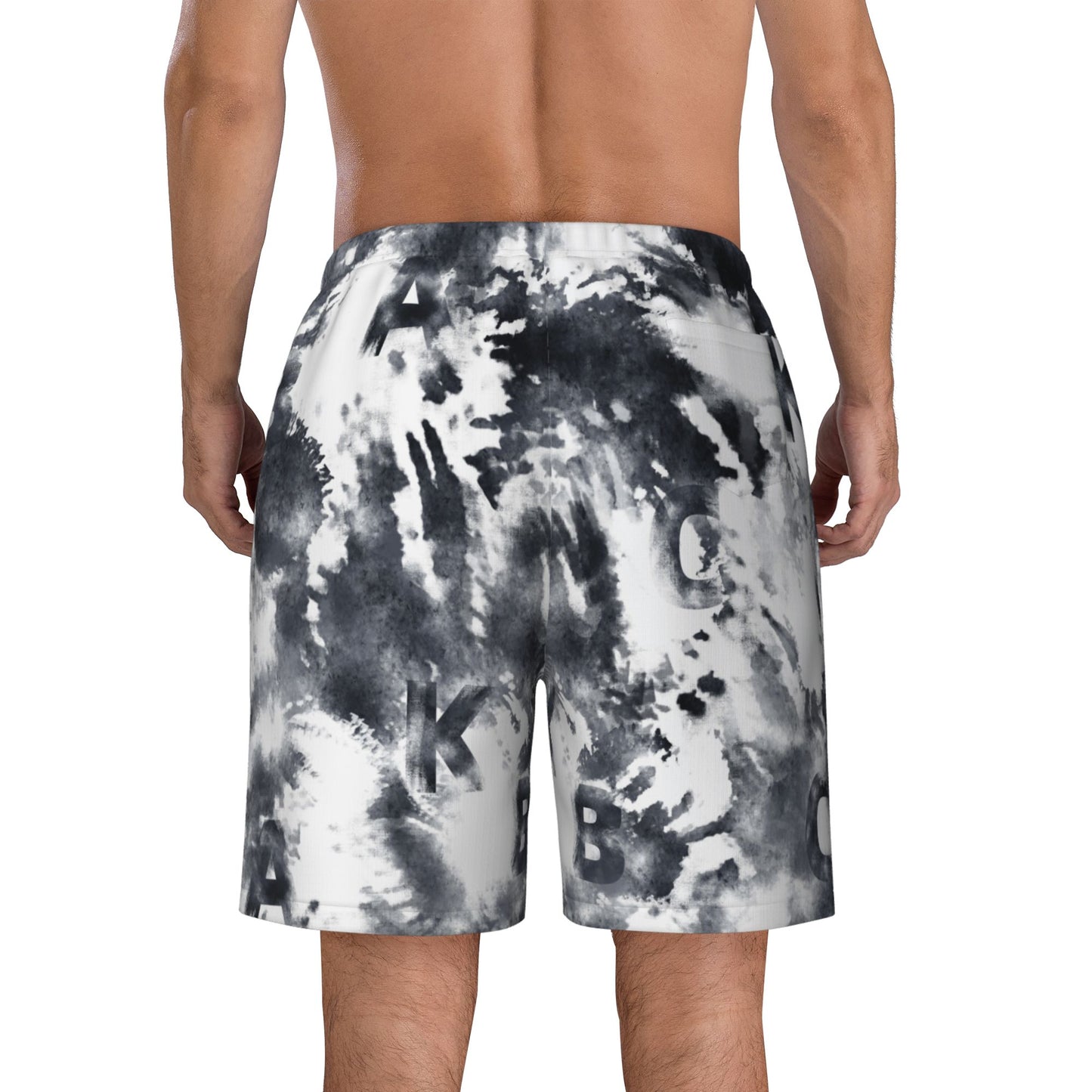 Chinese Ink Tie-Dye Men's Beach Shorts