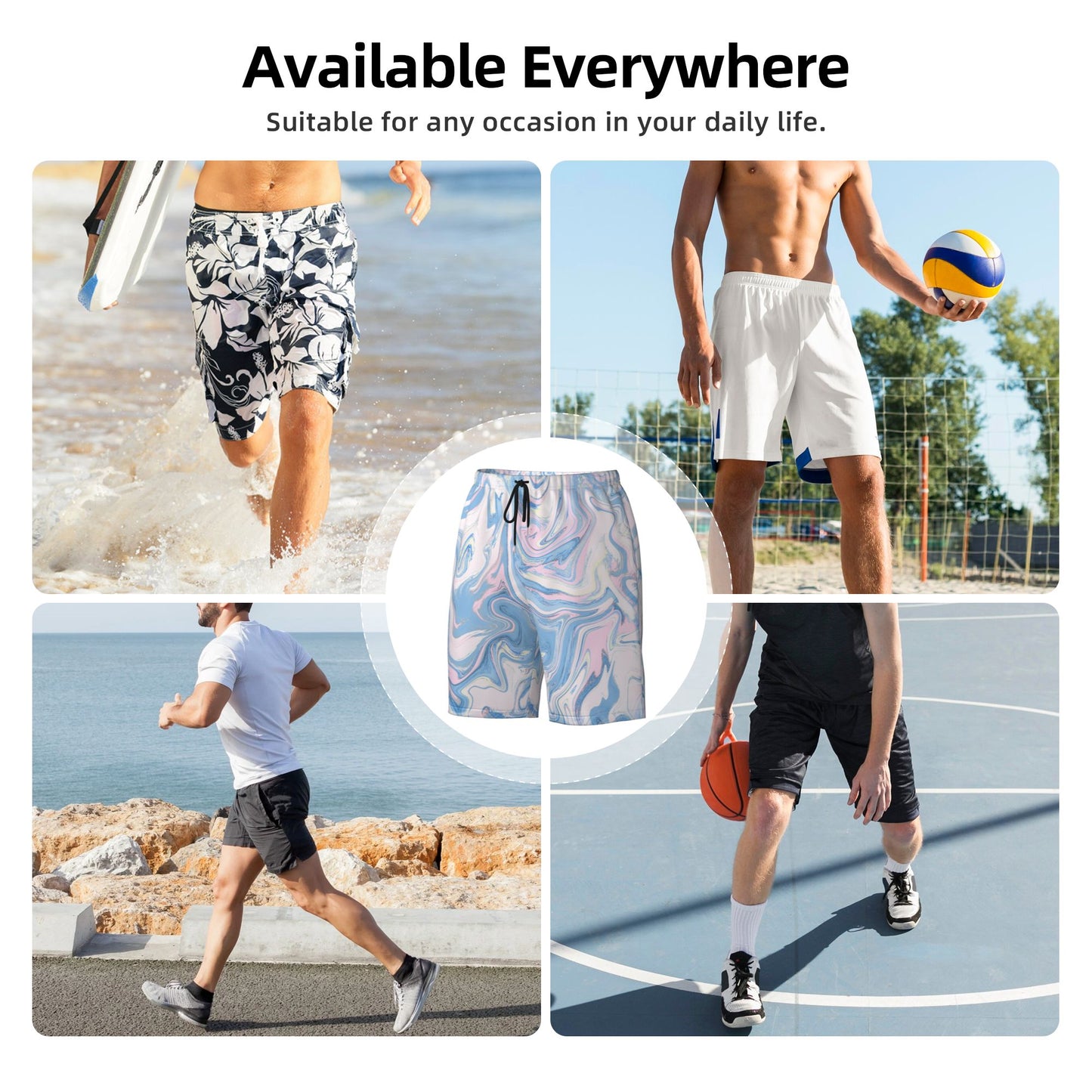Vein Lines Design Beach Shorts For Men